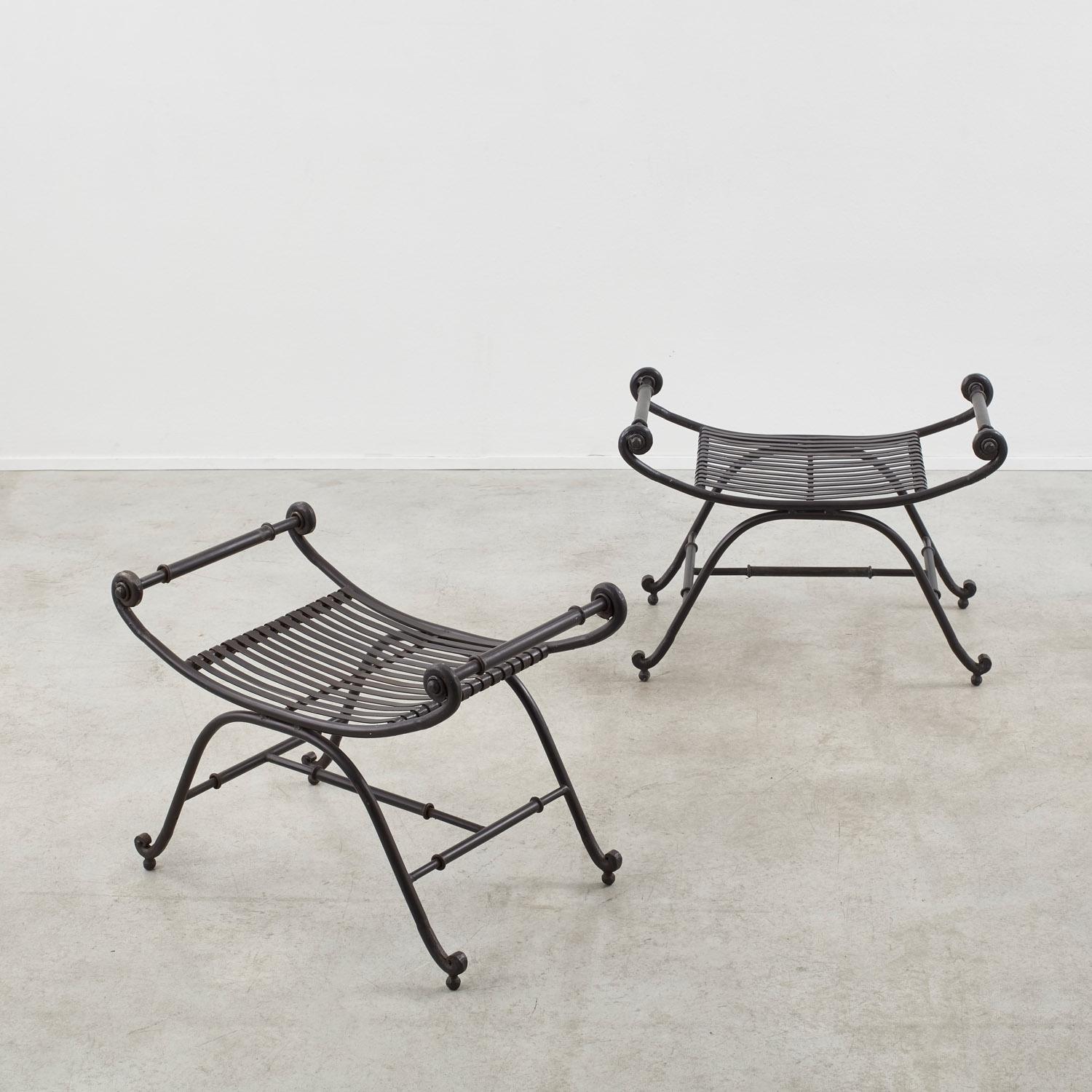 Pair of Regency-style metal garden seats - UK, Late 20th century For Sale 5