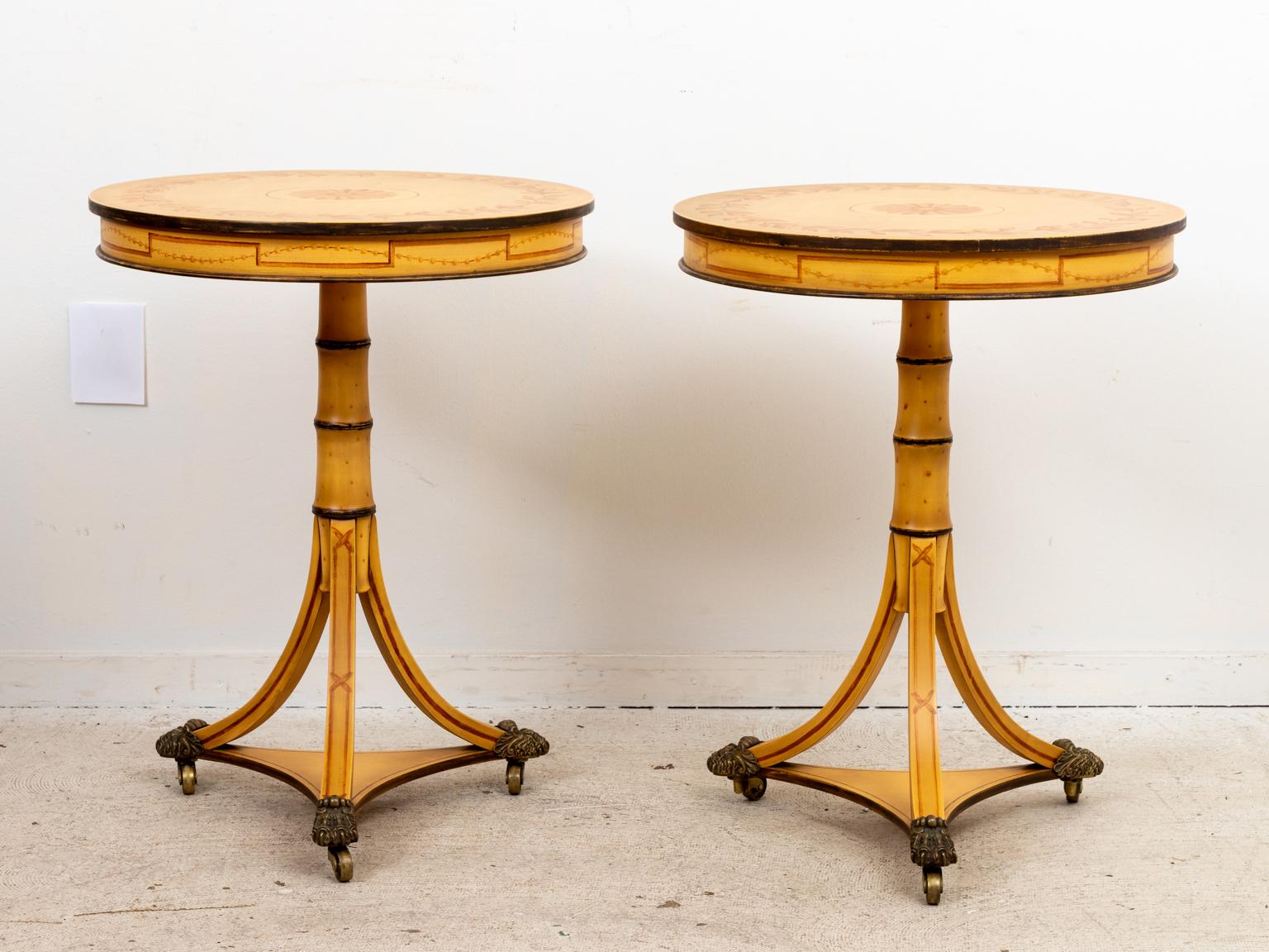 Pair of Regency Style Painted and Decorated Side Tables 3