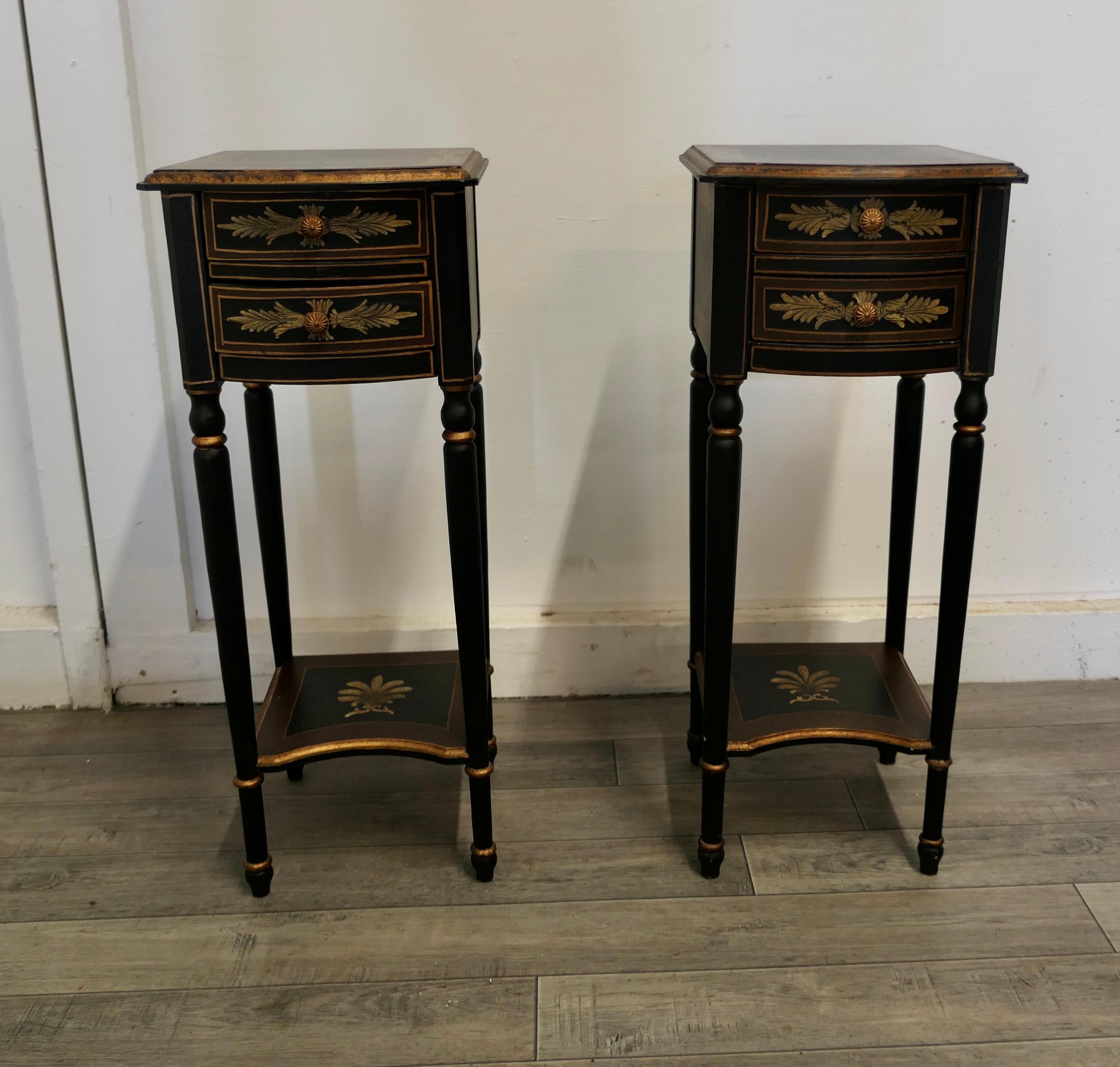 Mid-20th Century Pair of Regency Style Painted Side Tables or Night Tables 