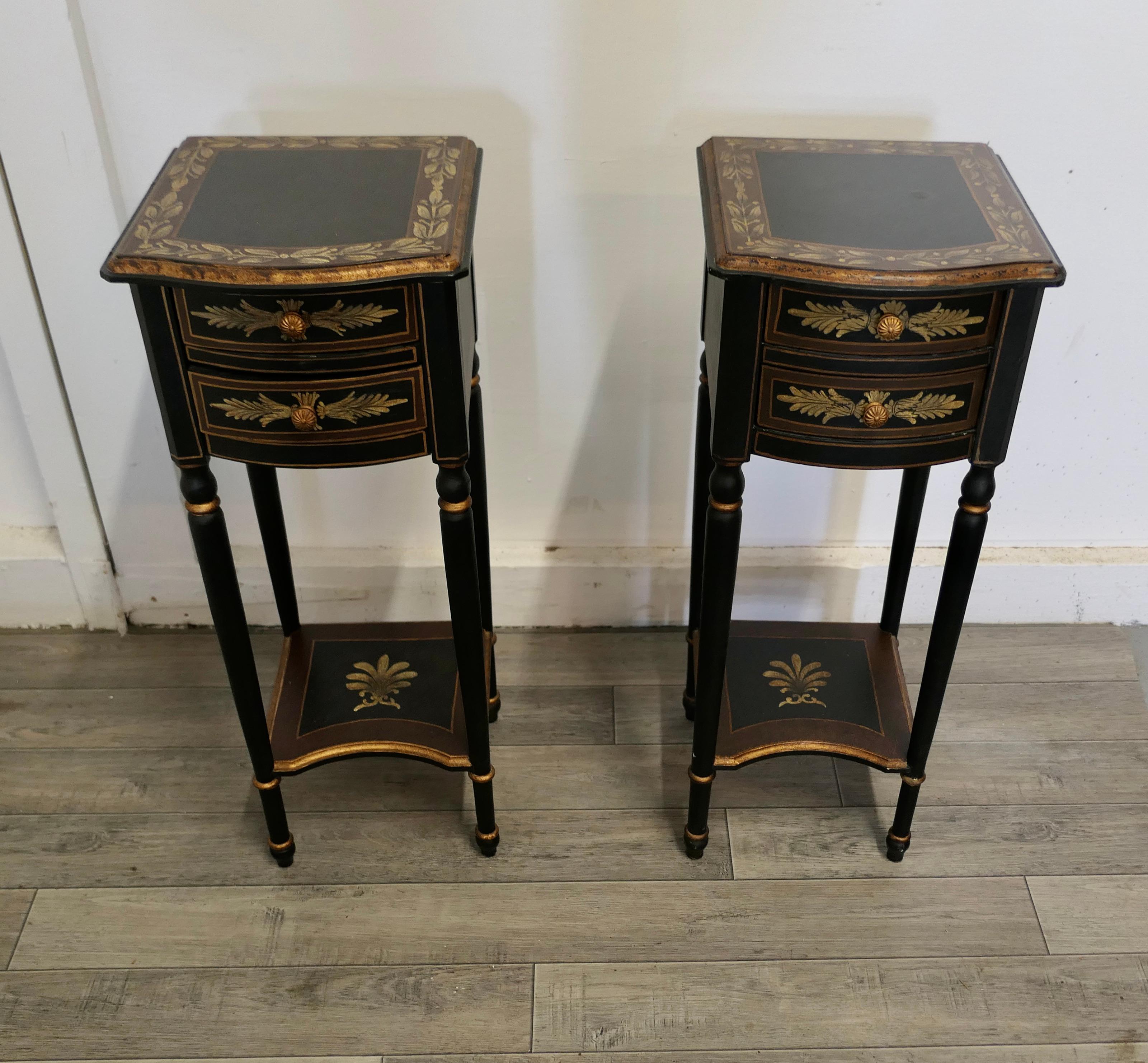 Pair of Regency Style Painted Side Tables or Night Tables  1