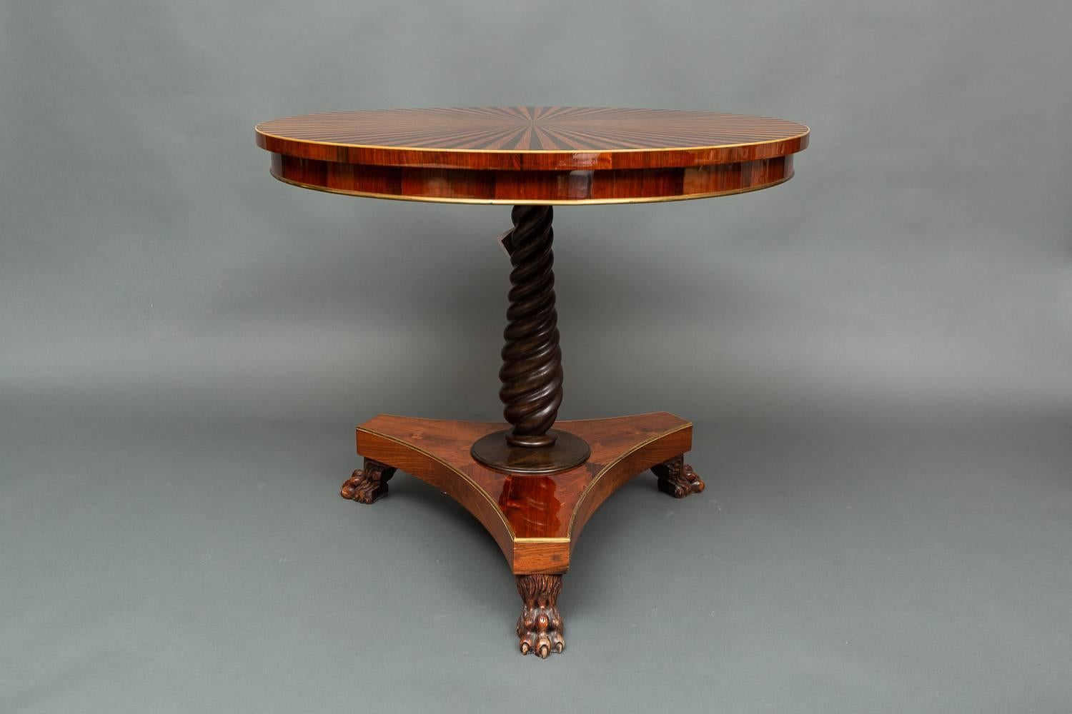 Fruitwood Pair of Regency-Style Parquetry Small Centre Tables