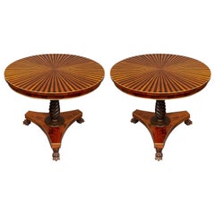 Pair of Regency-Style Parquetry Small Centre Tables