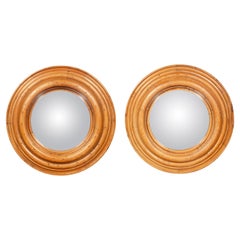 Pair Of Regency Style Pine Convex Mirrors