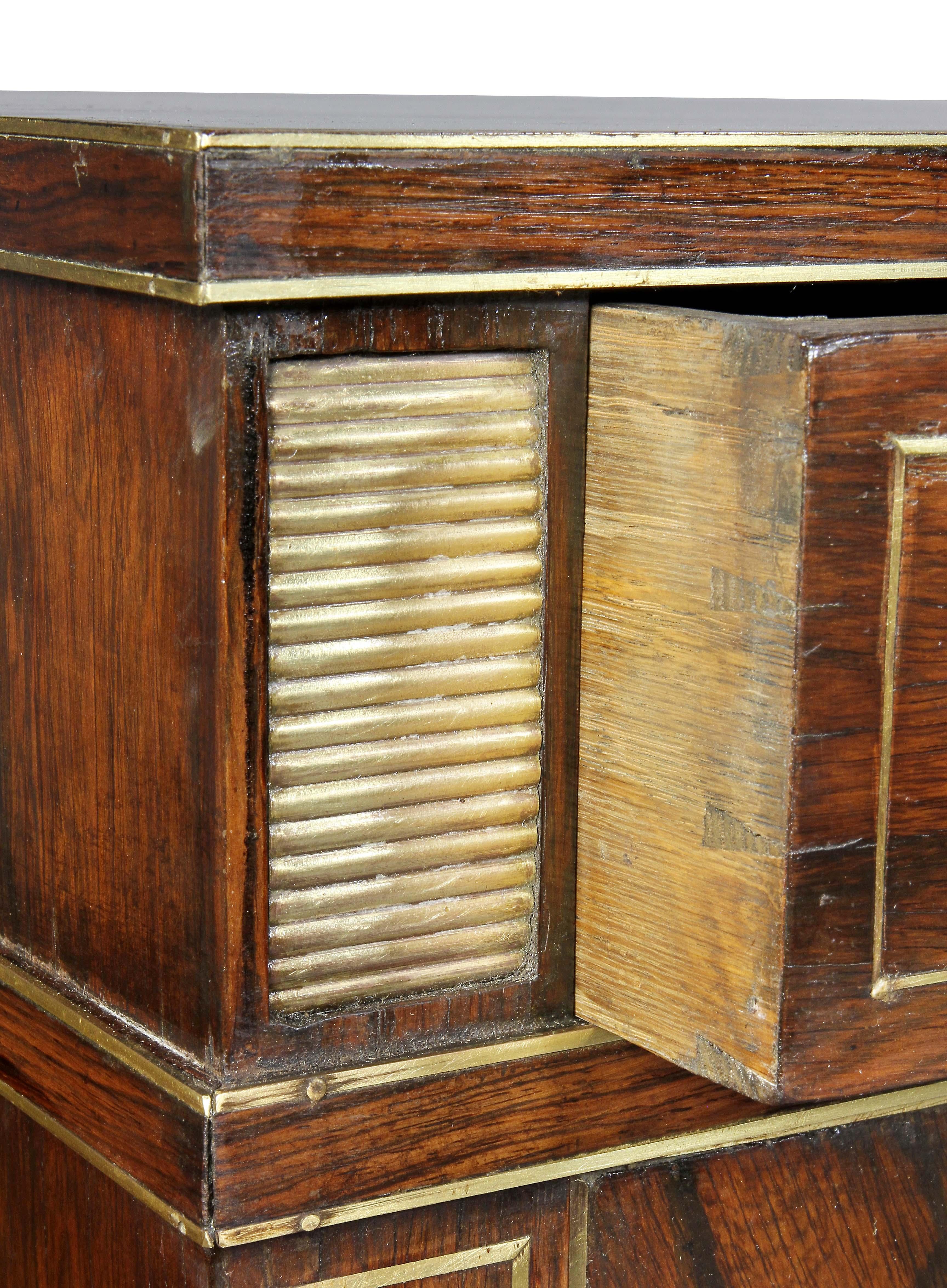 Pair of Regency Style Rosewood and Brass Inlaid Side Cabinets 4