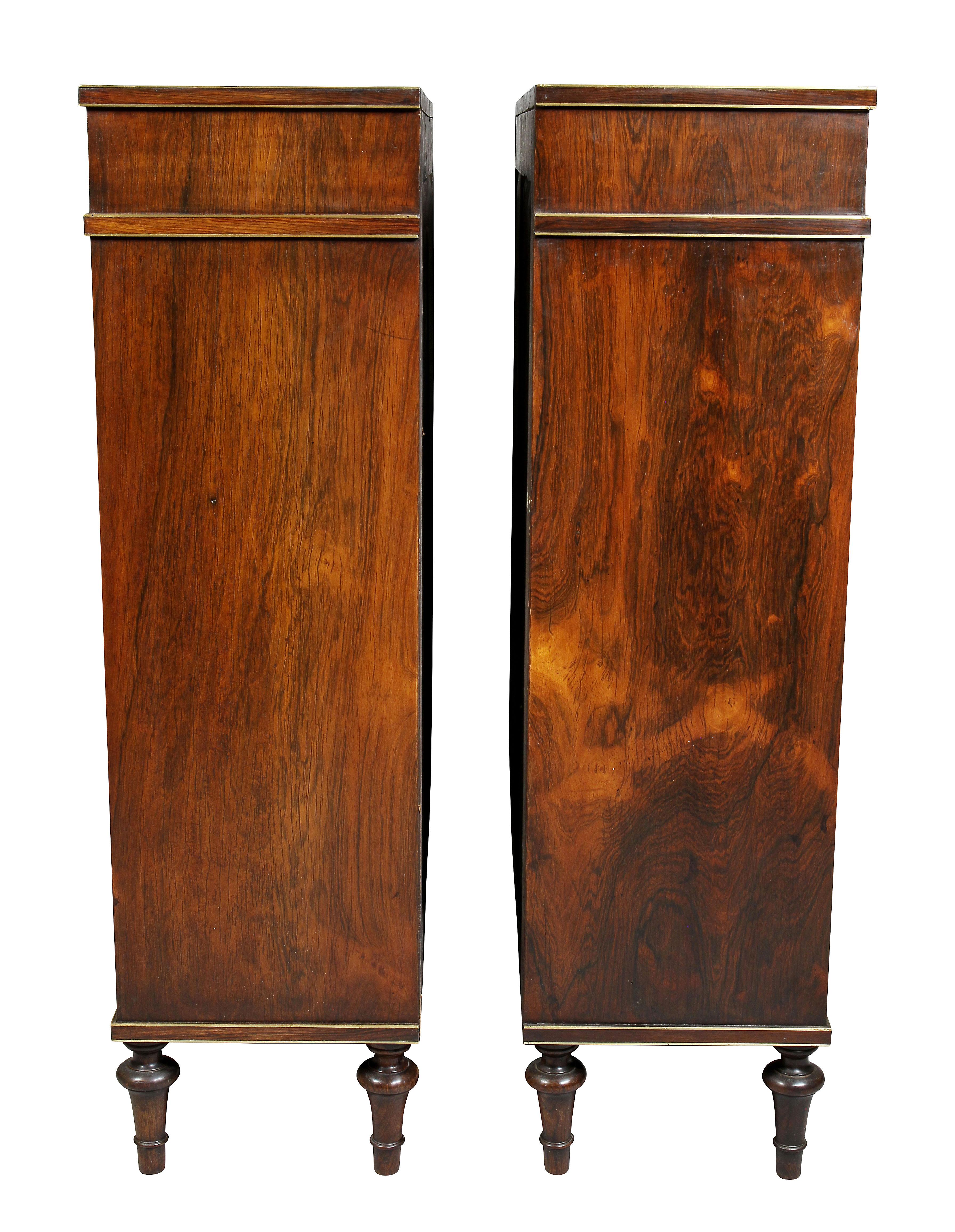Pair of Regency Style Rosewood and Brass Inlaid Side Cabinets 6