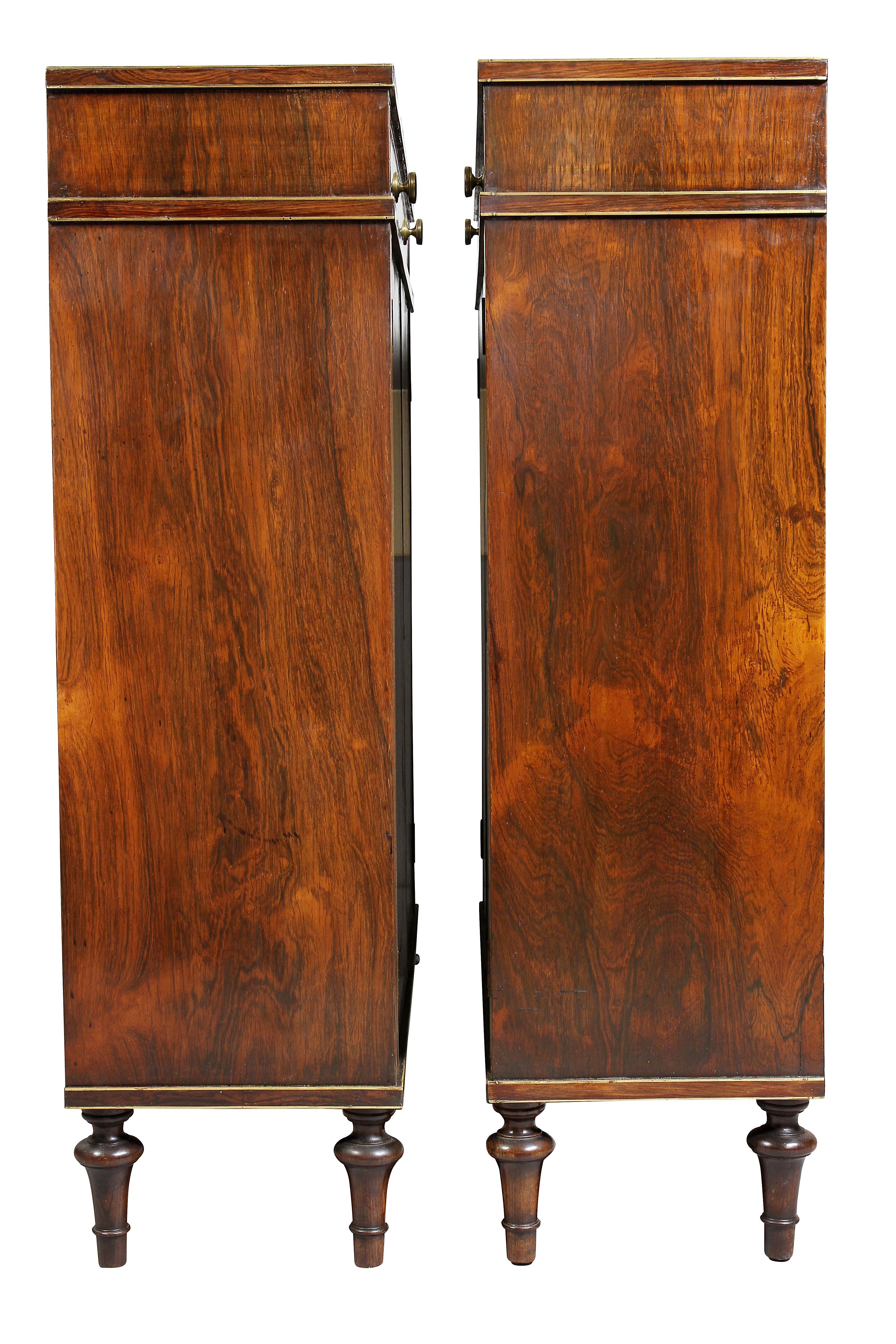 Pair of Regency Style Rosewood and Brass Inlaid Side Cabinets 7