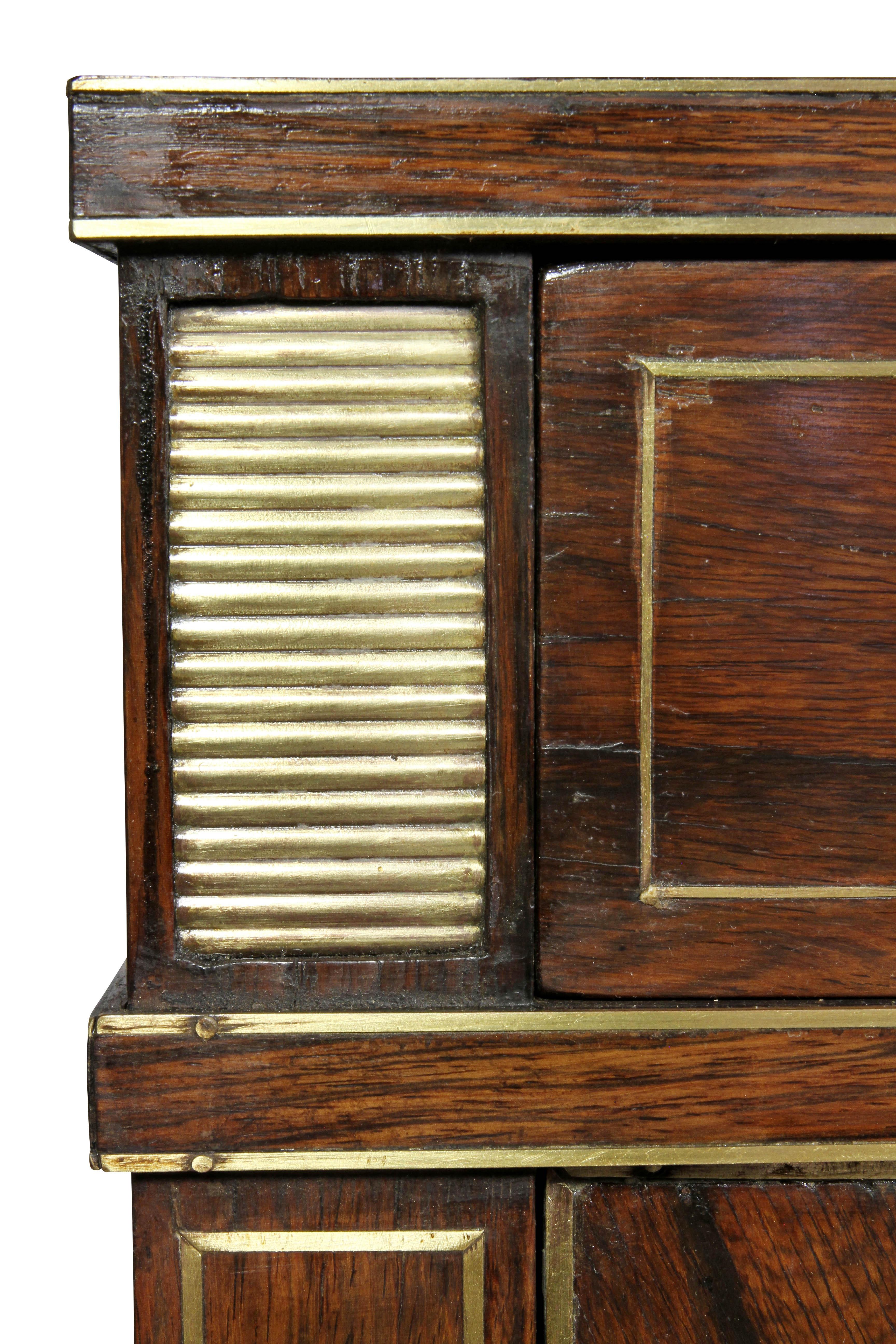 Pair of Regency Style Rosewood and Brass Inlaid Side Cabinets 2