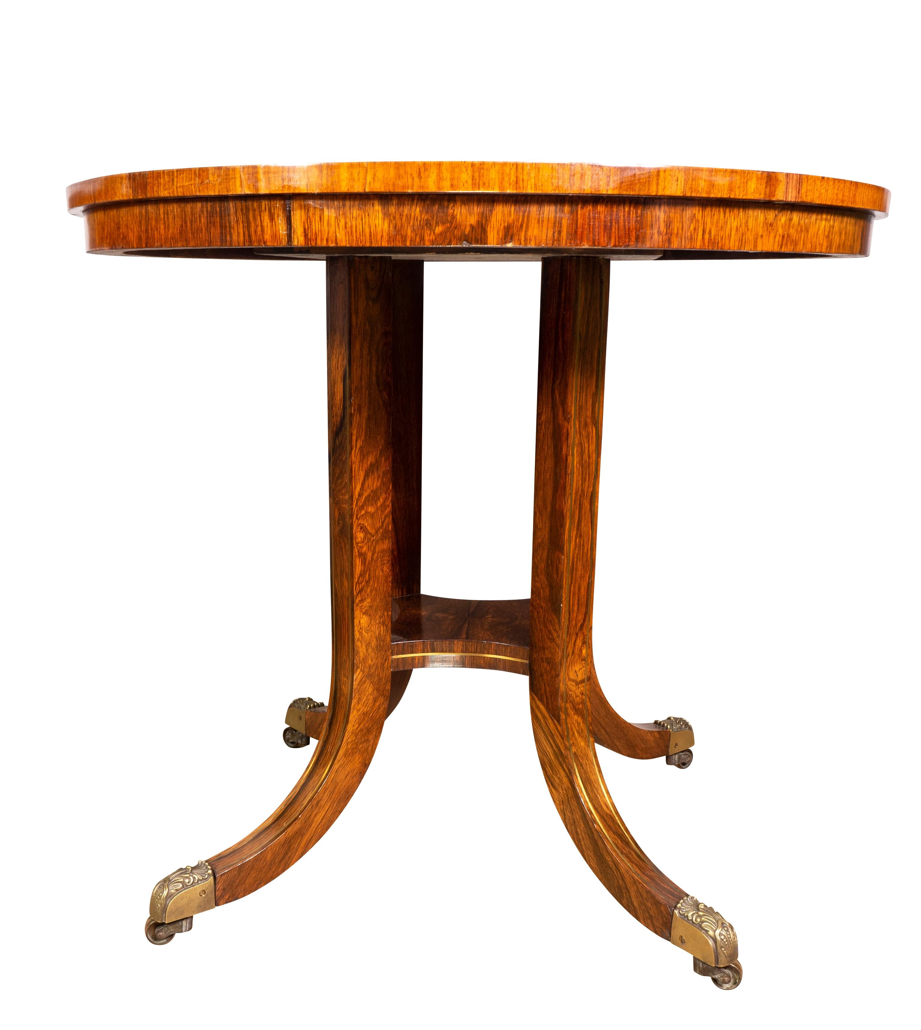 English Pair of Regency Style Rosewood and Brass Inlaid Tables