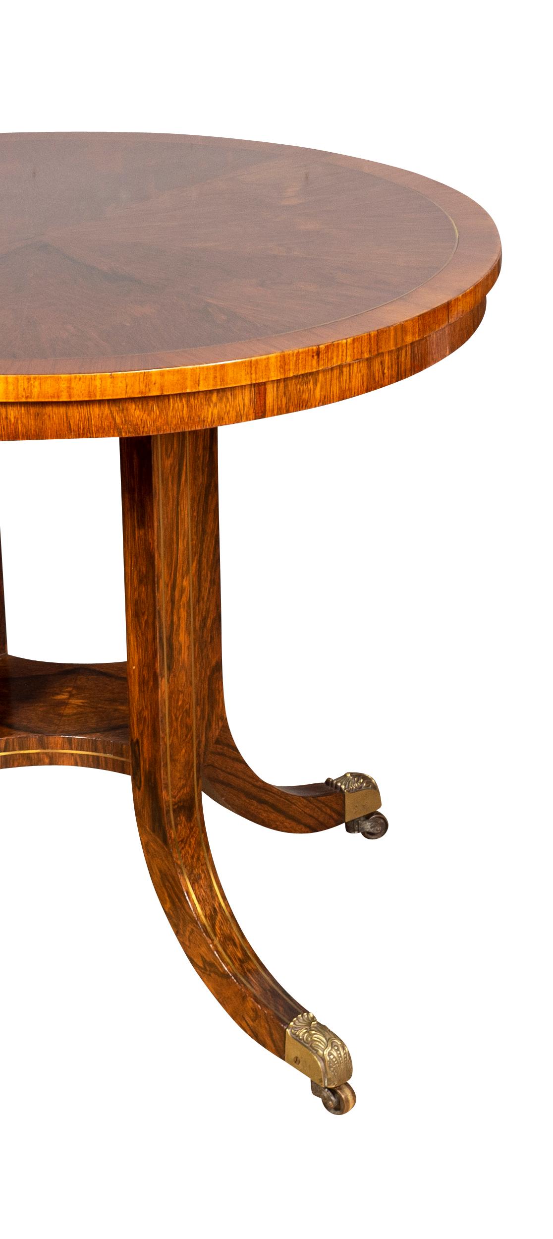 19th Century Pair of Regency Style Rosewood and Brass Inlaid Tables