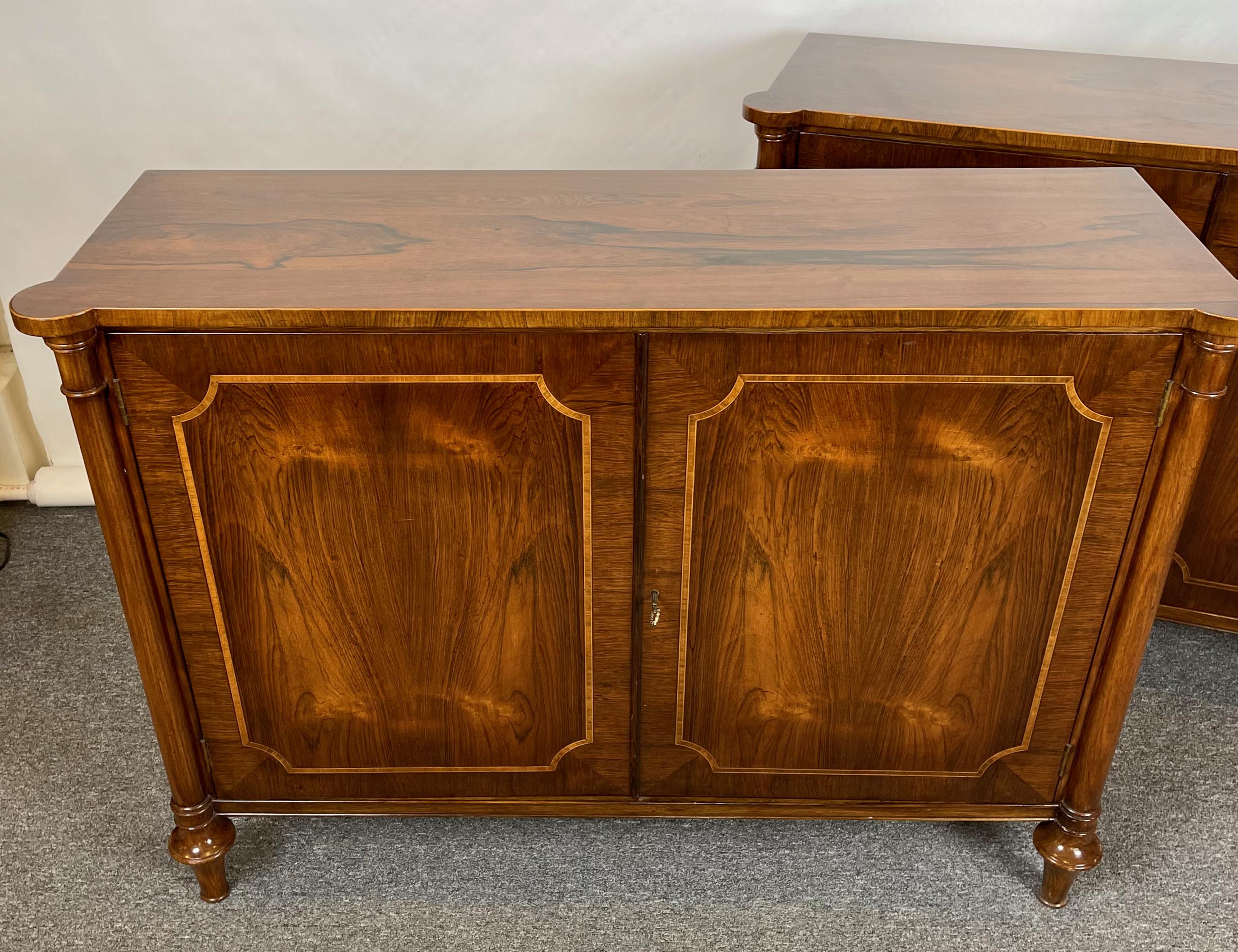 Hand-Crafted Pair of Regency Style Rosewood Cabinets