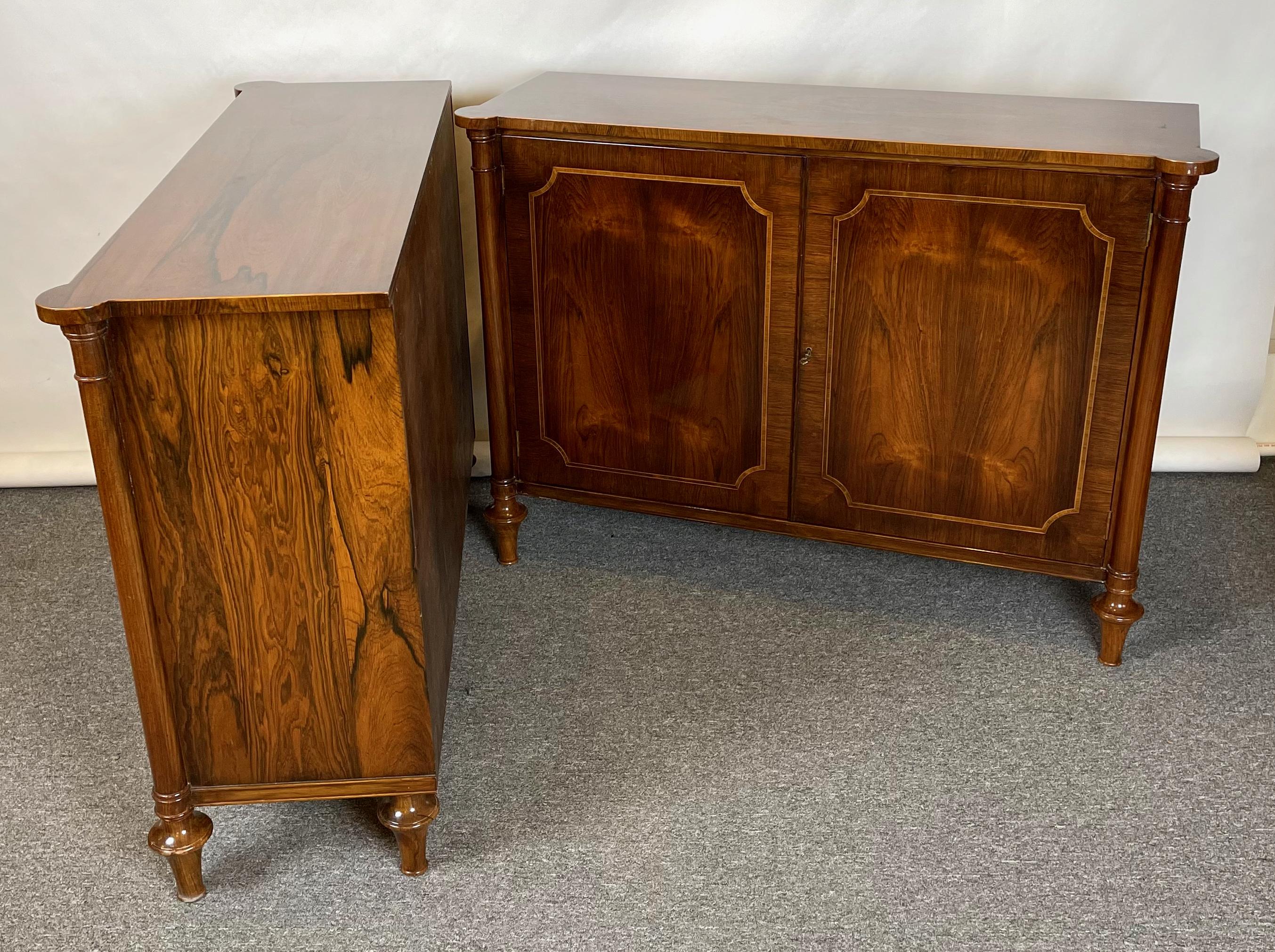 Mid-20th Century Pair of Regency Style Rosewood Cabinets