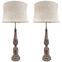 Pair of Regency Style Rosewood Finish Lamps