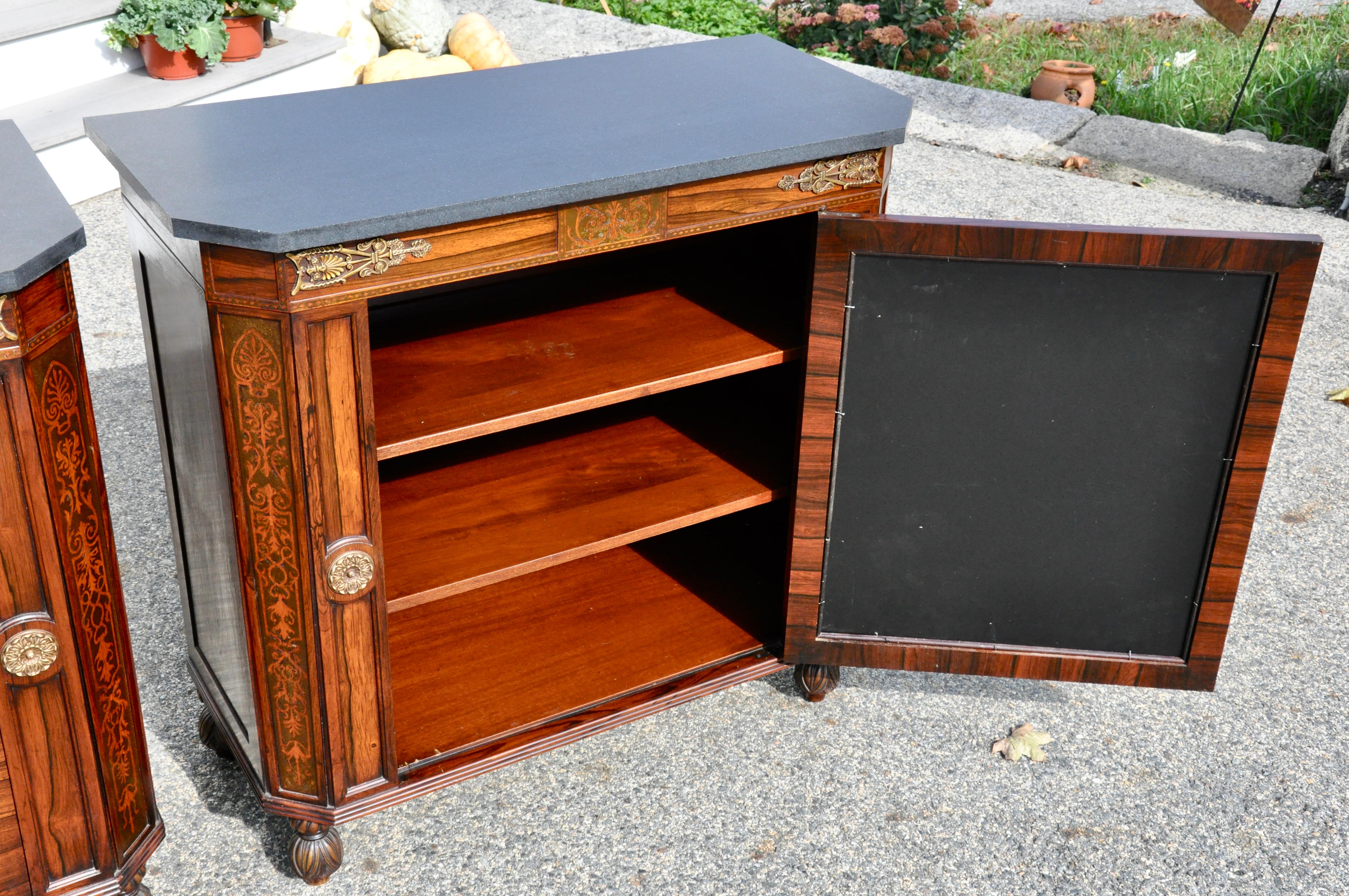 Pair of Regency Style Rosewood Side Cabinets For Sale 1