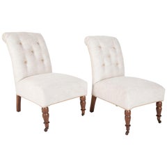 Paire de chaises pantoufles de style Regency en lin Fermoie