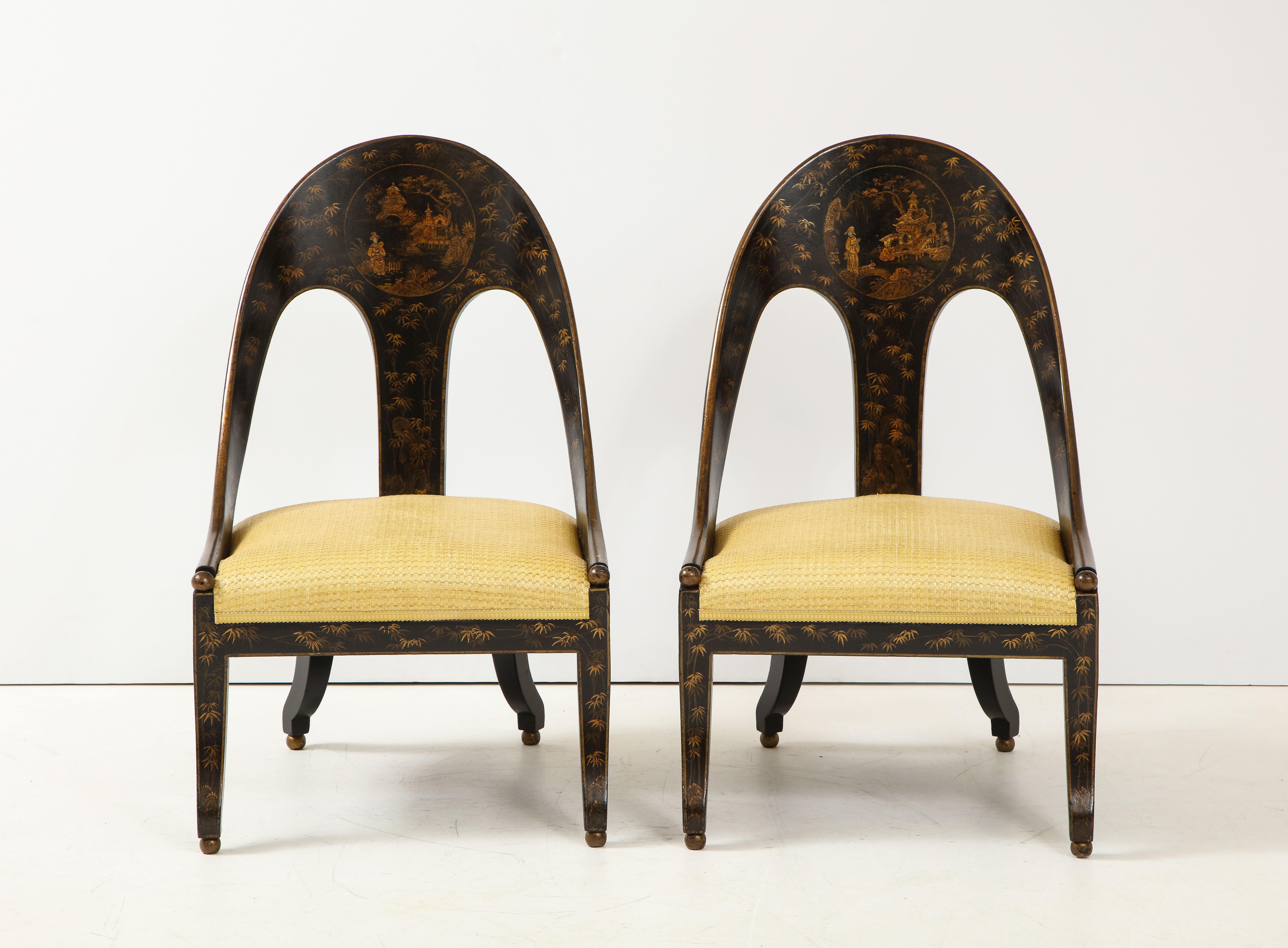 English Pair of Regency Style Spoon Chairs