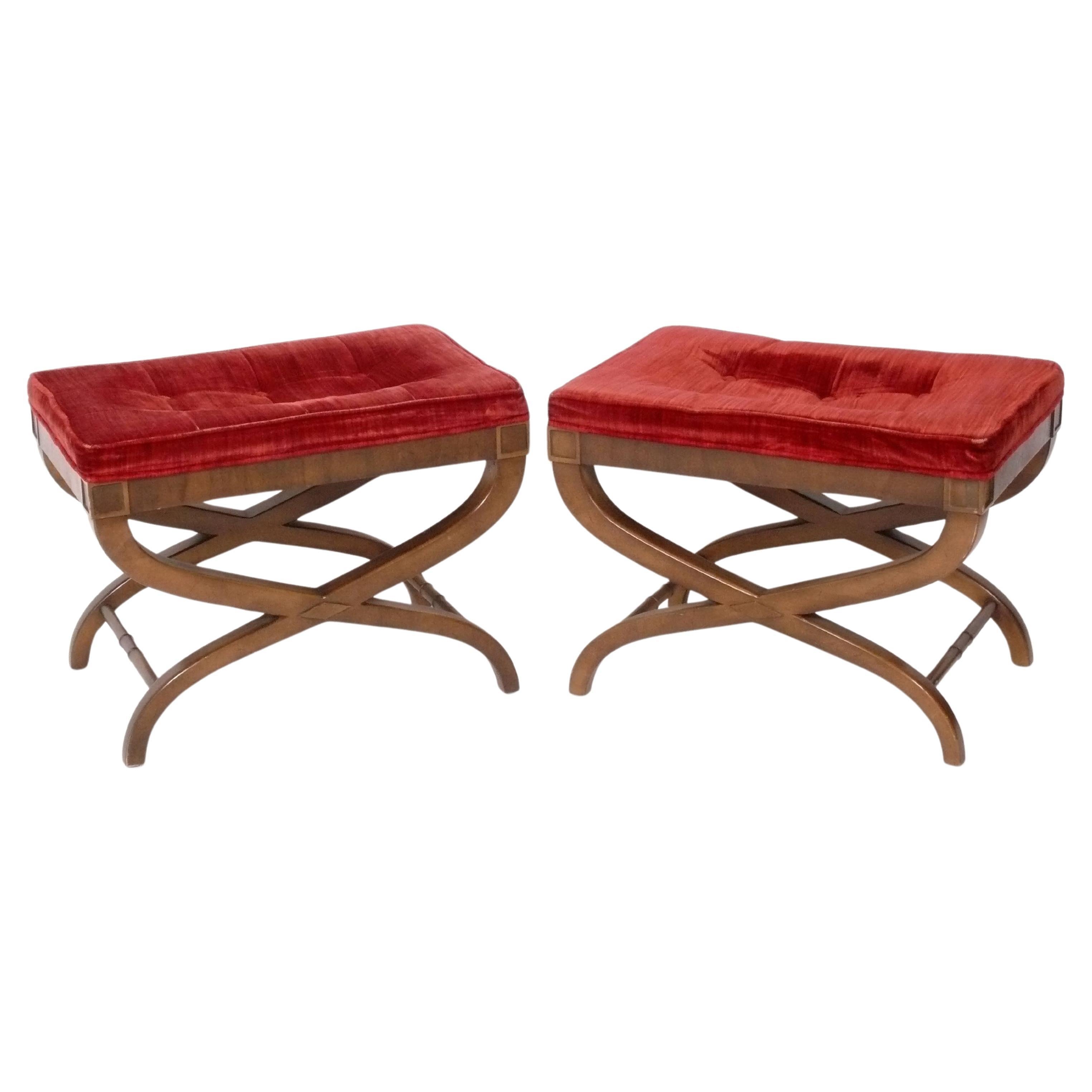 Pair of Regency Style Stools - Reupholstered and Refinished in Your Color