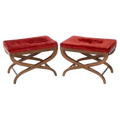 Paar Hocker im Regency-Stil - neu gepolstert und in Ihrer Farbe neu lackiert