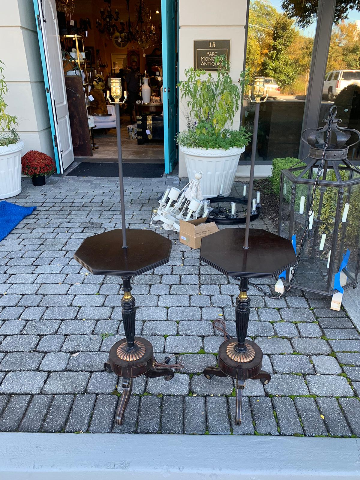 Pair of Regency Style Tables with Period Elements as Floor Lamps In Good Condition In Atlanta, GA
