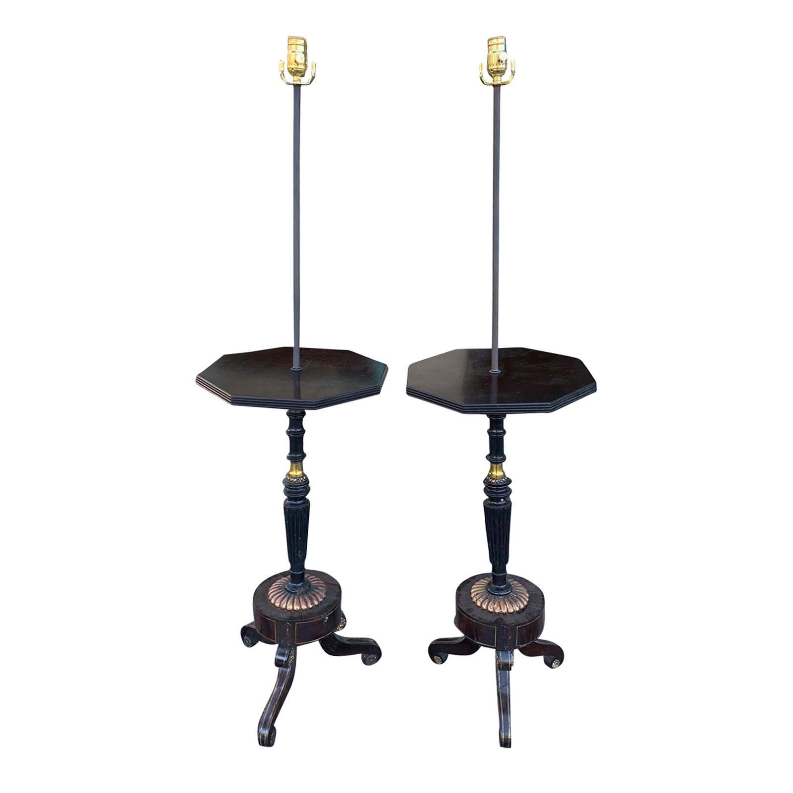 Pair of Regency Style Tables with Period Elements as Floor Lamps