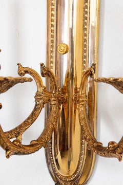 Pair of Regency Style Three Arm Brass Sconces