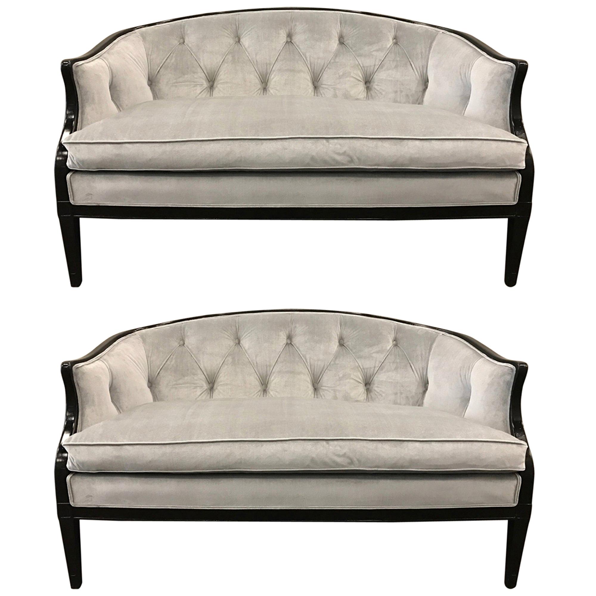 Pair of Regency Style Tufted Back Sofas