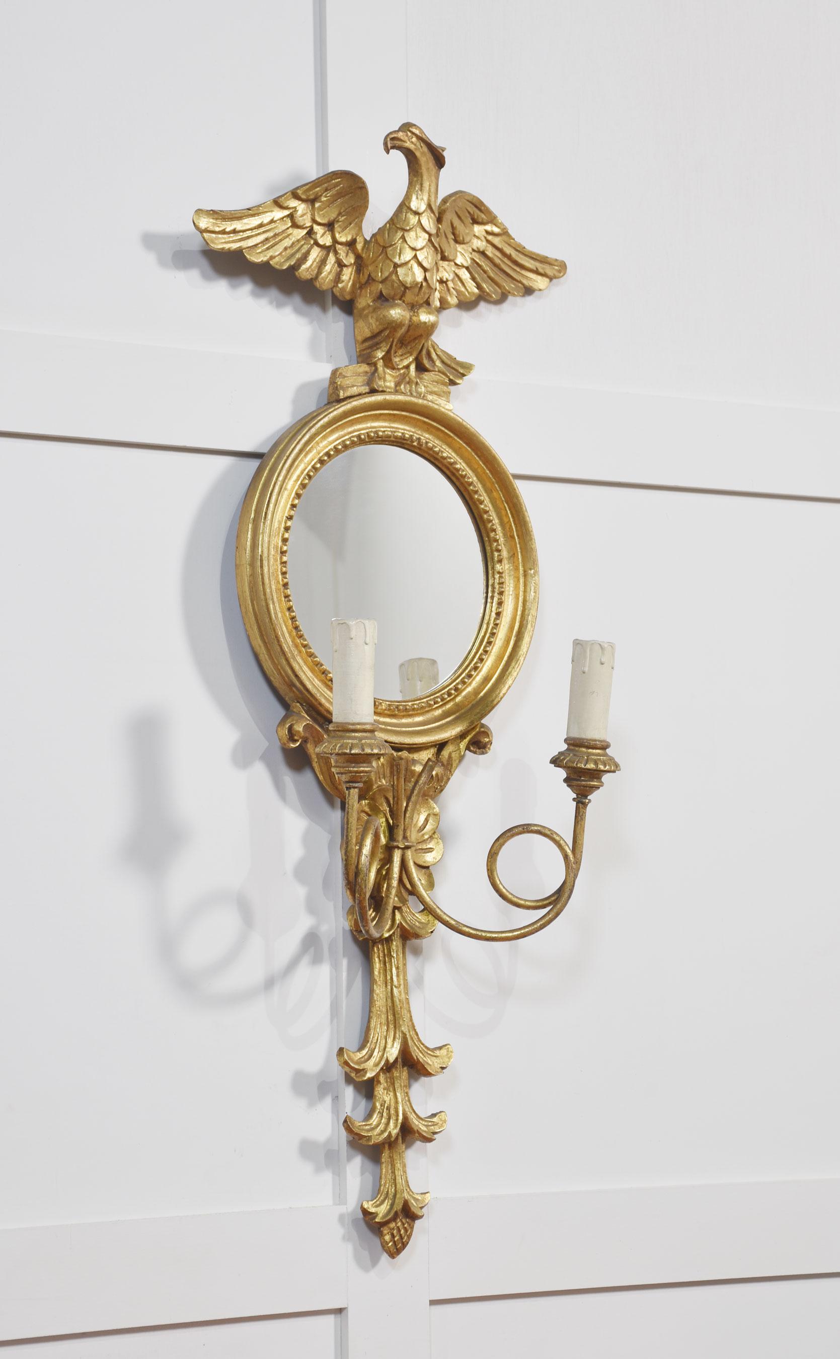Giltwood Pair of Regency style wall mirrors For Sale