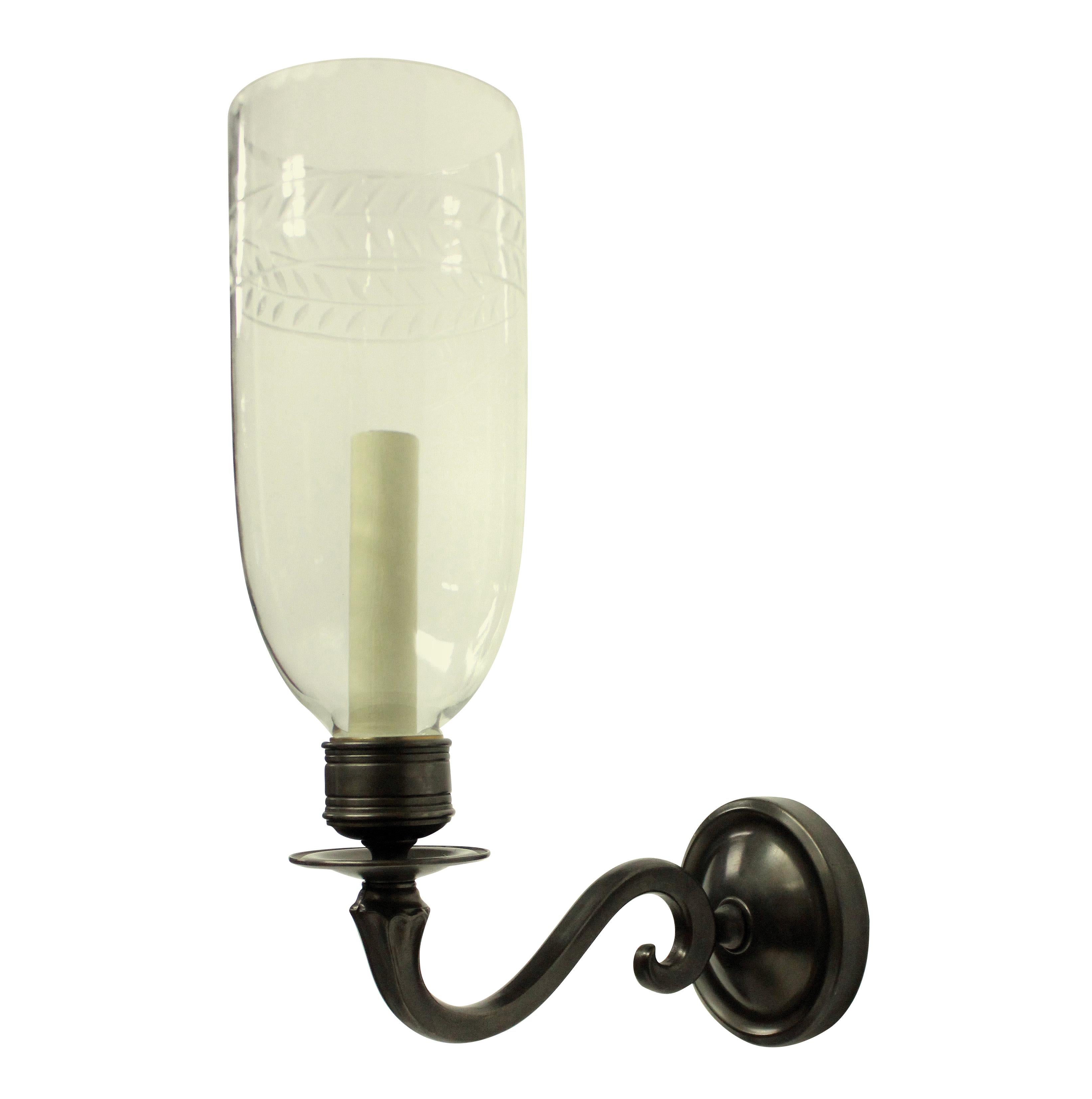 British Pair of Regency Style Wall Sconces with Storm Shades