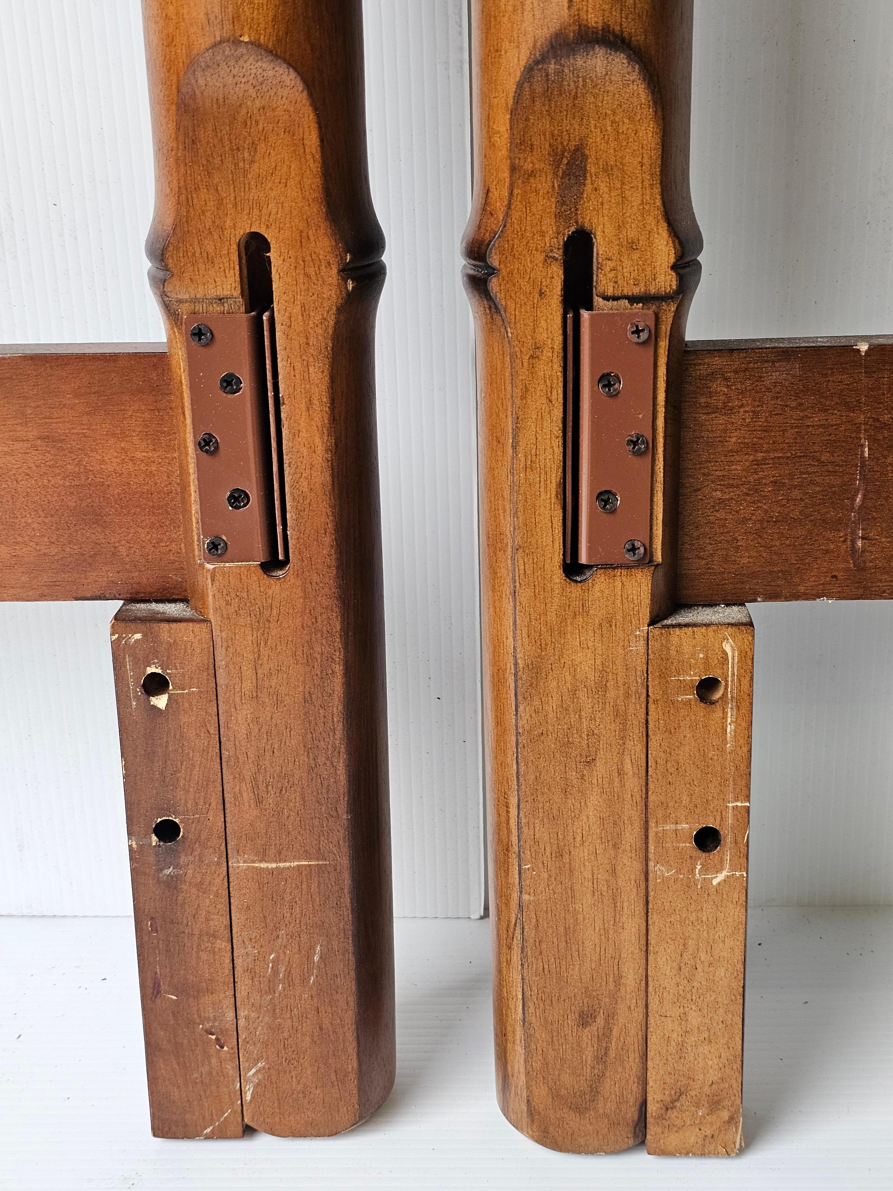 Pair of Regency Style Walnut Faux Bamboo And Cane Twin Size Headboards 1
