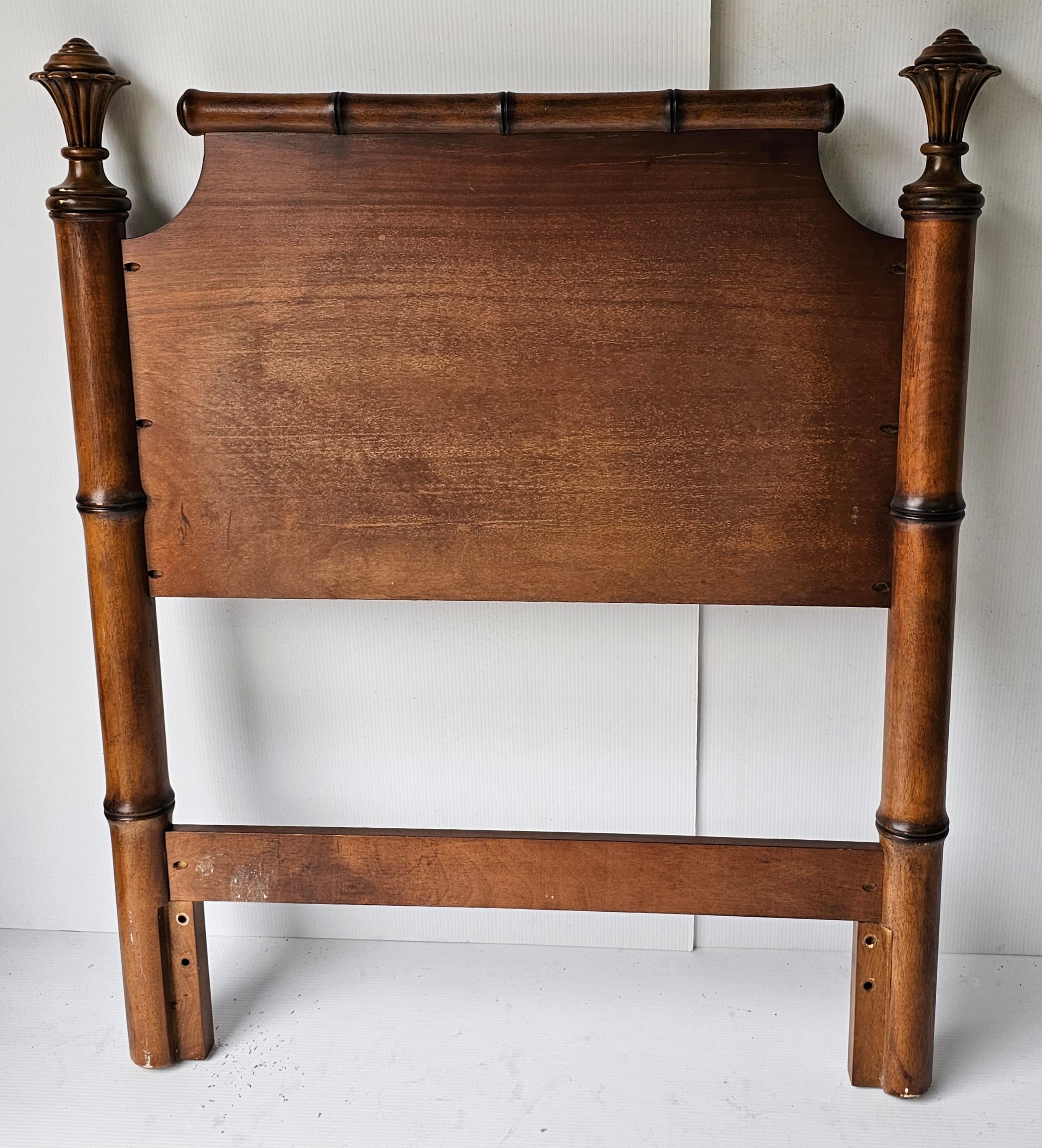 Pair of Regency Style Walnut Faux Bamboo And Cane Twin Size Headboards 2