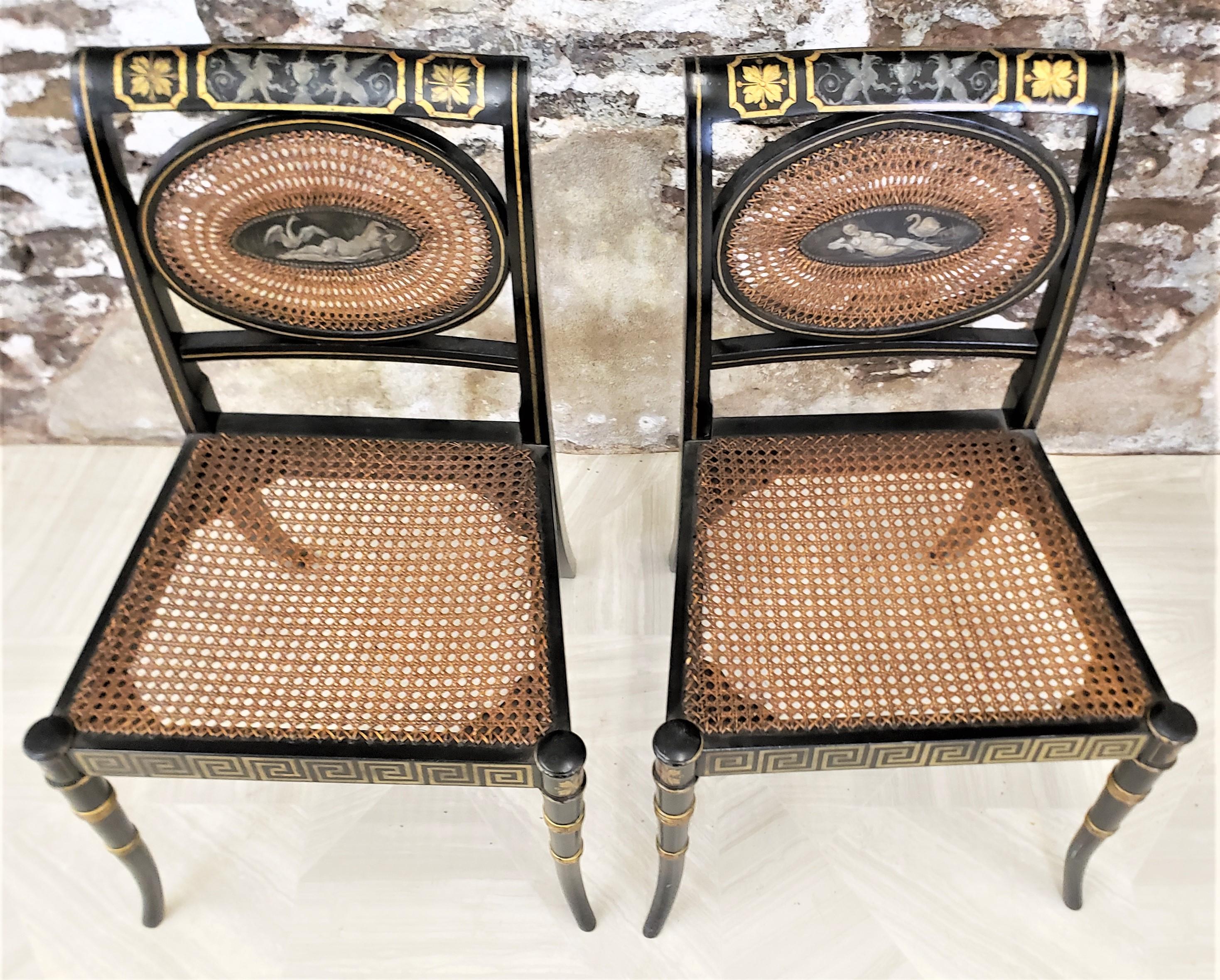 Pair of Regency Styled Side or Accent Chairs with Reclining Nude & Swan Panels For Sale 4
