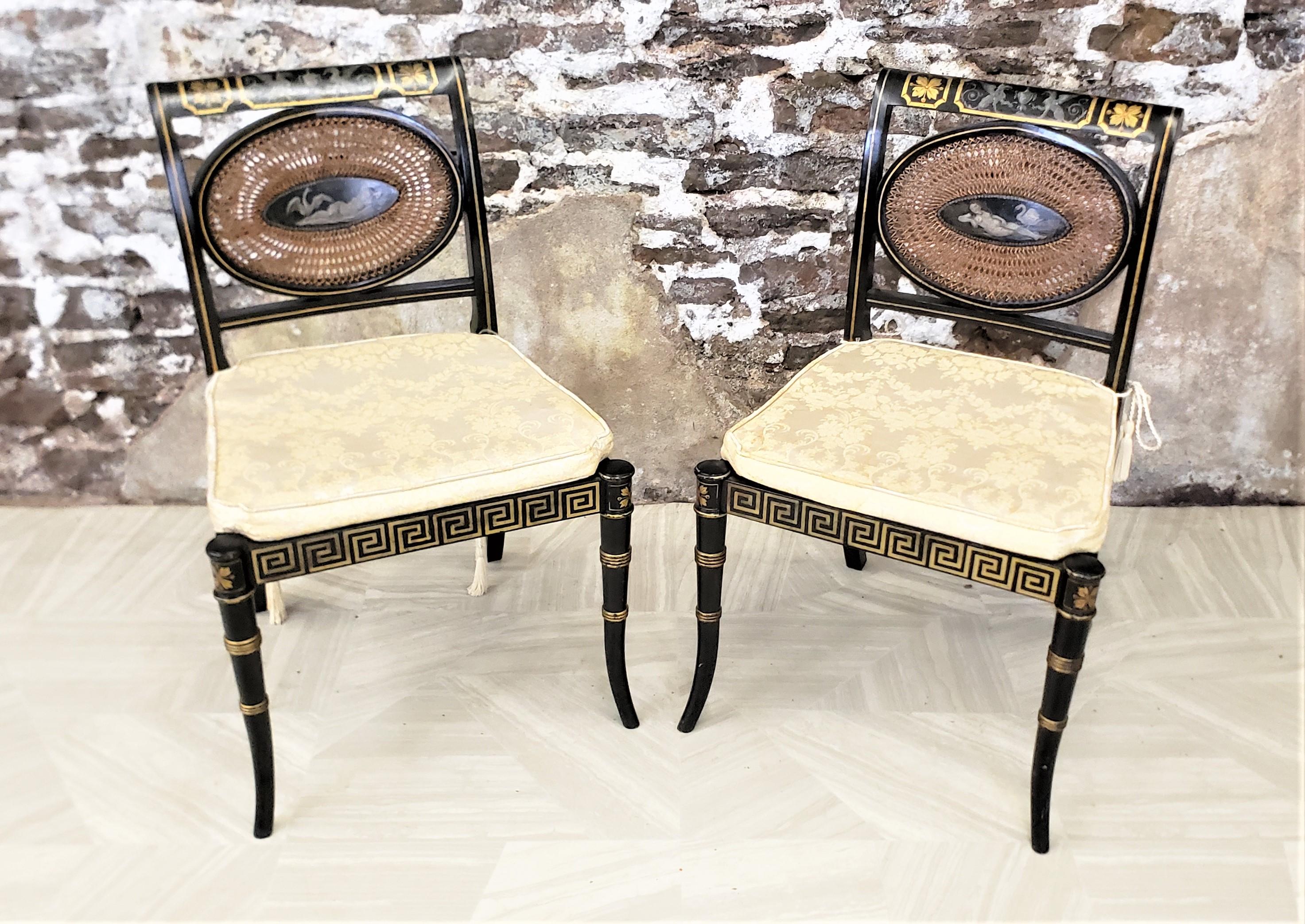Pair of Regency Styled Side or Accent Chairs with Reclining Nude & Swan Panels For Sale 13