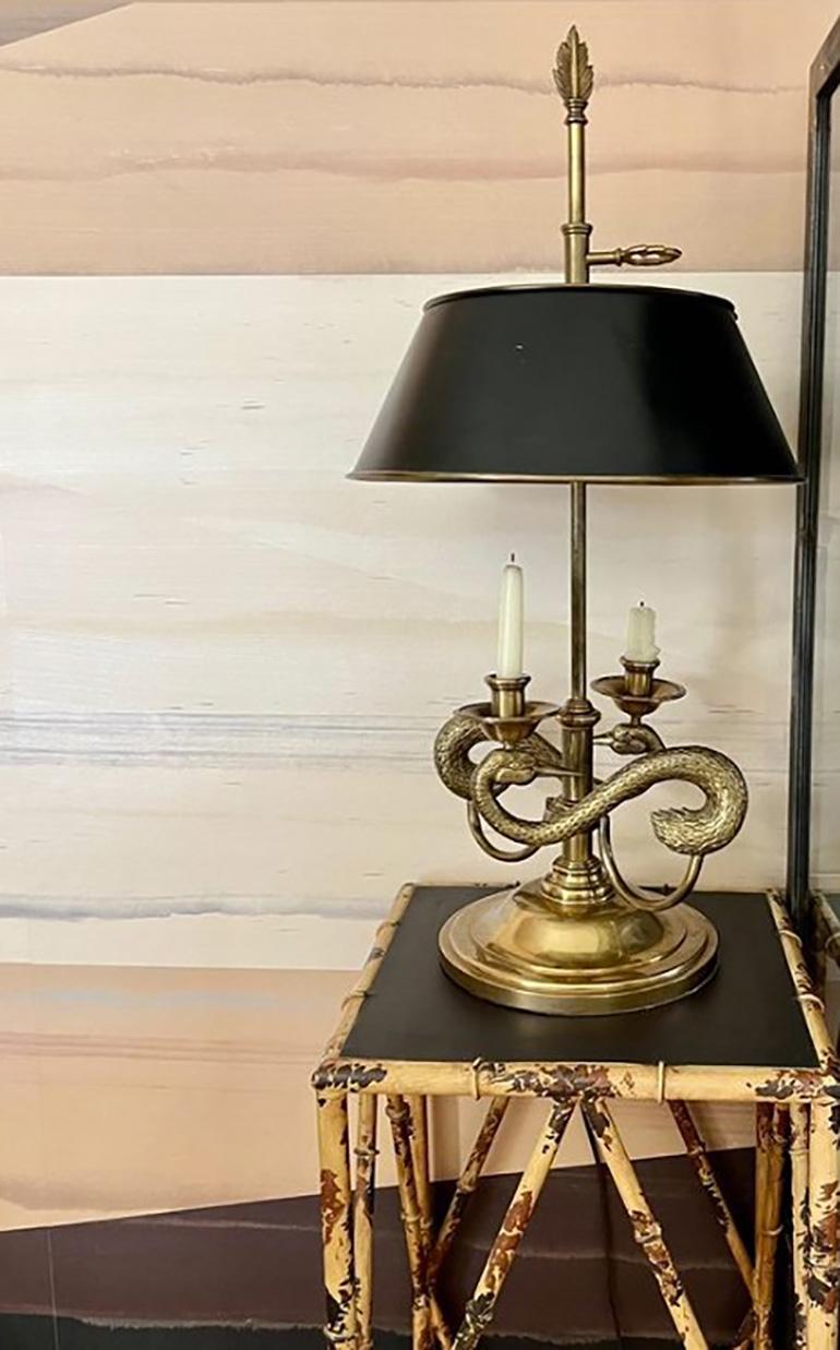 Metal Pair of Regency Swan Lamps For Sale