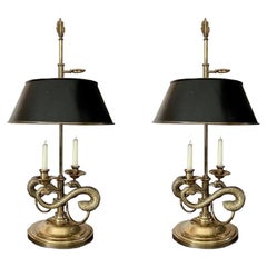 Retro Pair of Regency Swan Lamps