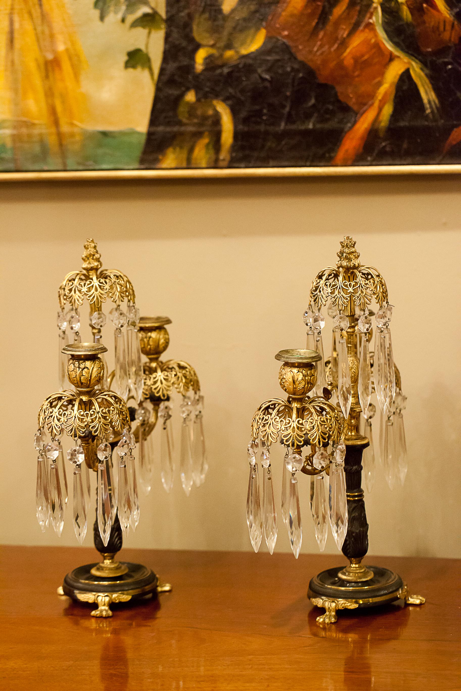 English Pair of Regency Two-Arm Candelabra, London, circa 1800