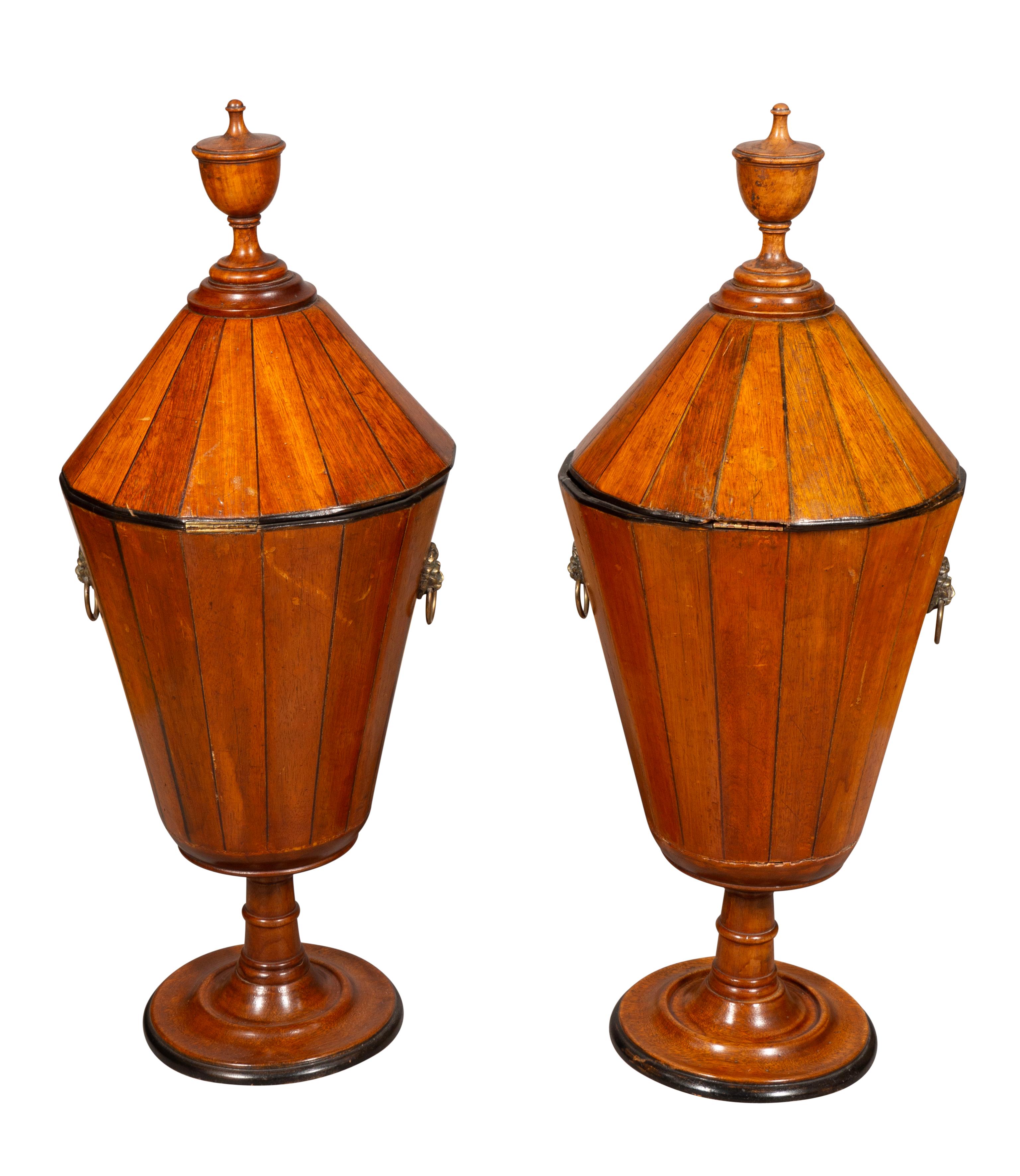 Pair Of Regency Urn Form Oak Wine Coolers In Good Condition For Sale In Essex, MA