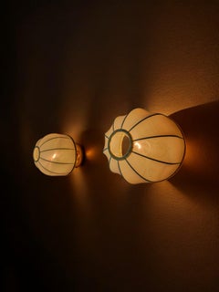 zwei wandleuchten aus der regency-zeit, kiefer und leinwand, italien, 1970