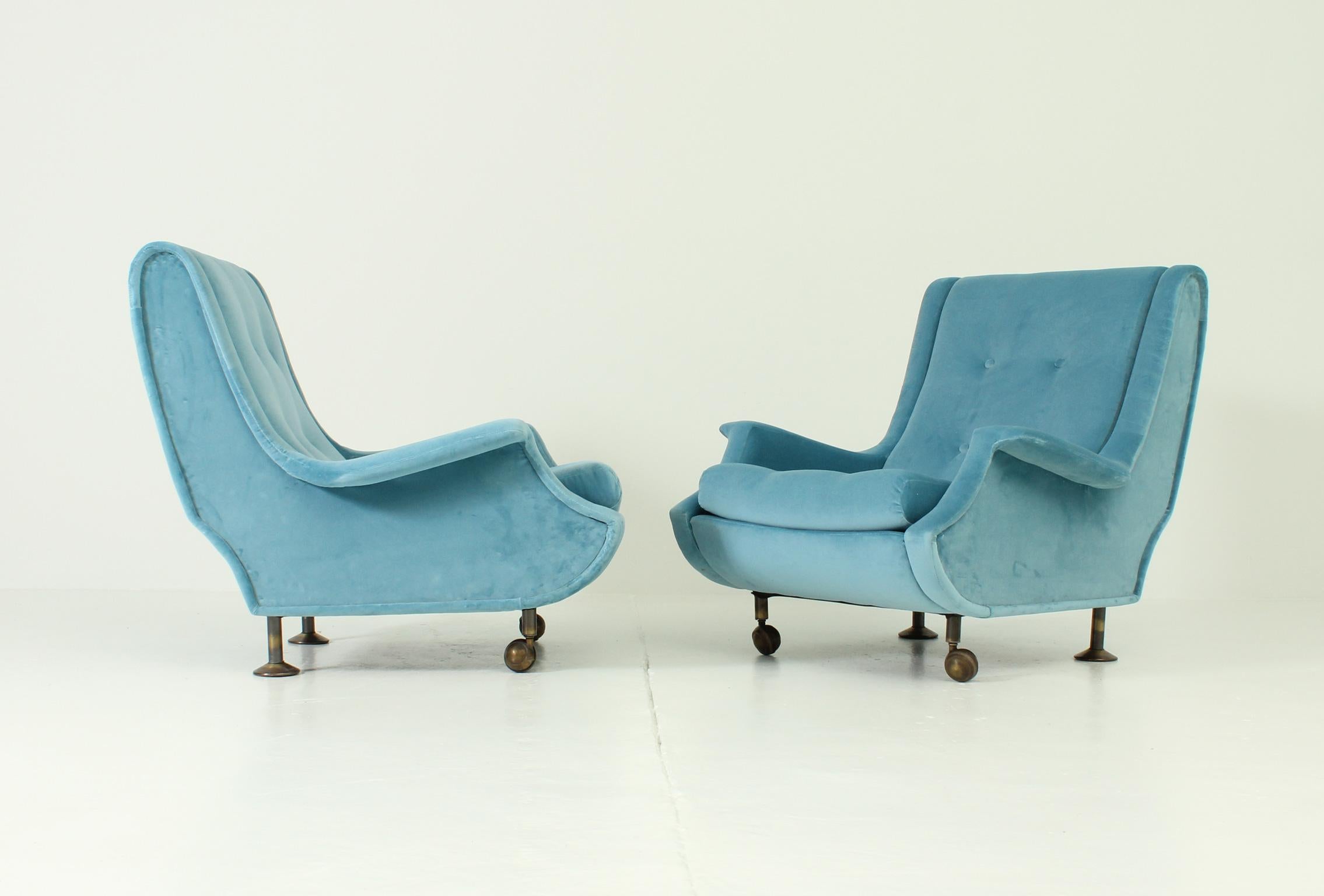 Mid-Century Modern Pair of Regent Armchairs by Marco Zanuso for Arflex, Italy