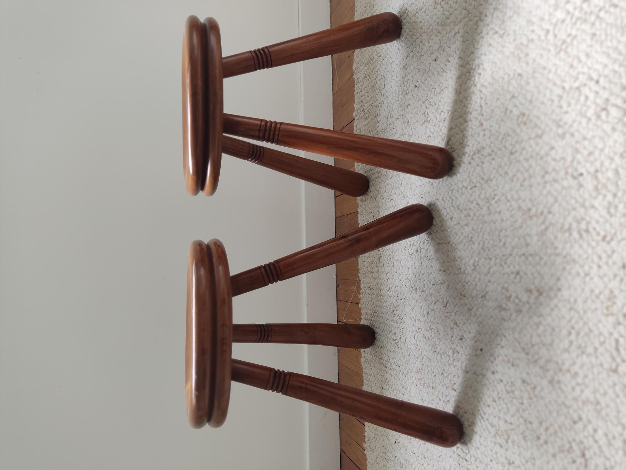 Pair of regionalist tripod stools - France  3
