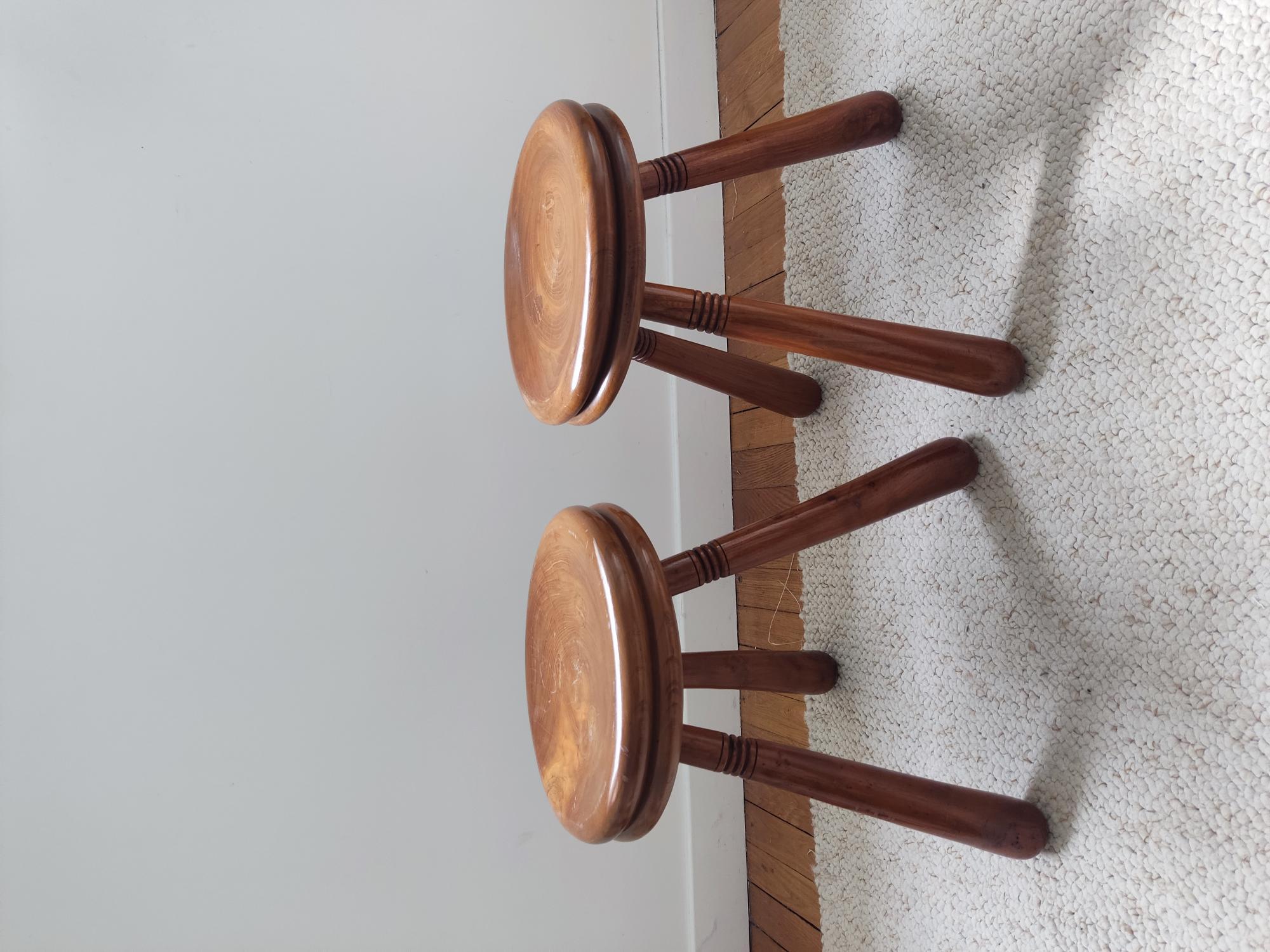 Pair of regionalist tripod stools - France  4