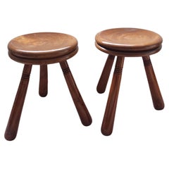 Pair of regionalist tripod stools - France