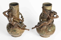 Pair Of Regule Vases, Signed L. Moreau, Napoleon III Period, 19th Century.