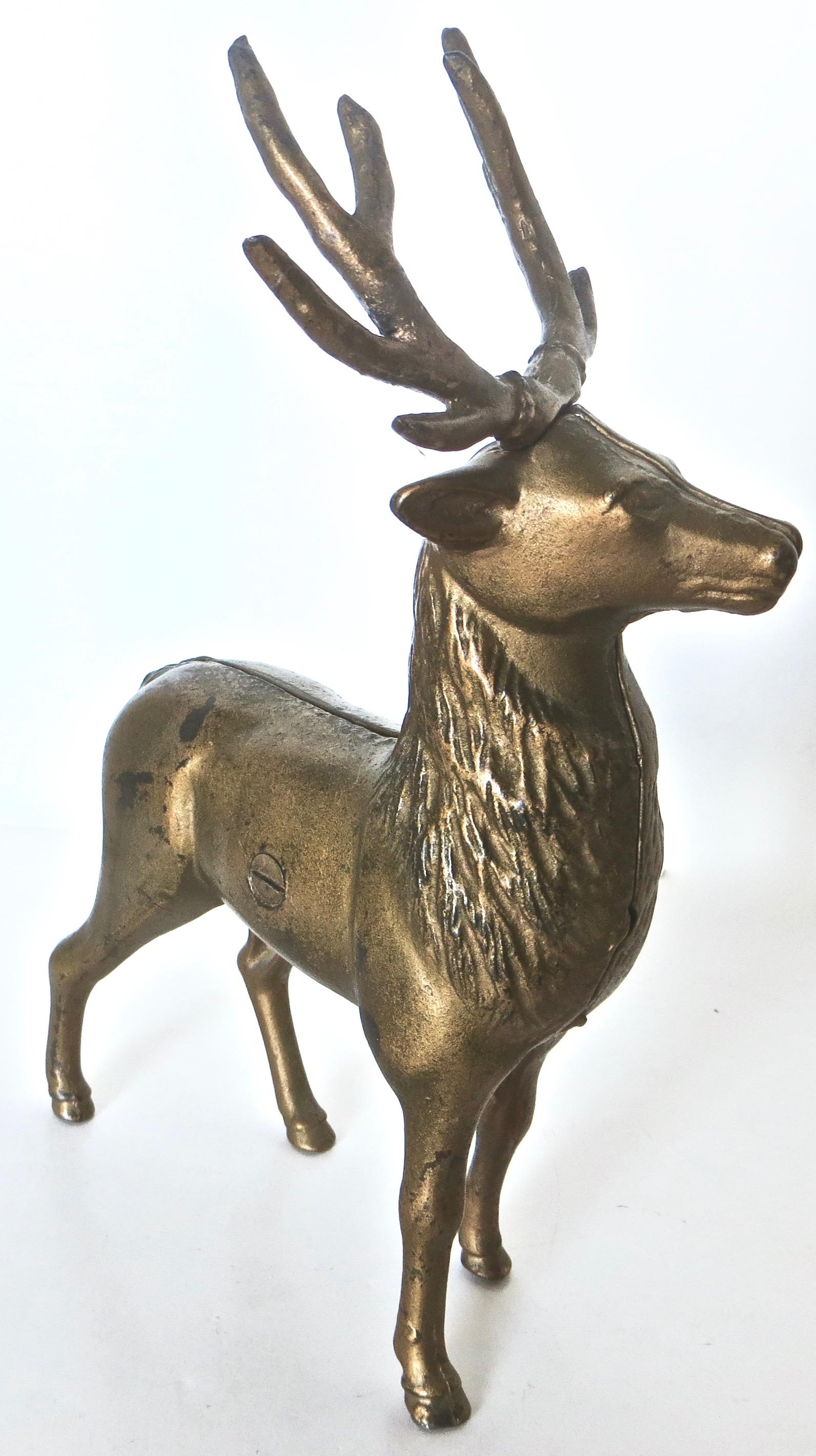 Pair of Reindeer Antique Still Banks, American, circa 1910 In Good Condition For Sale In Incline Village, NV