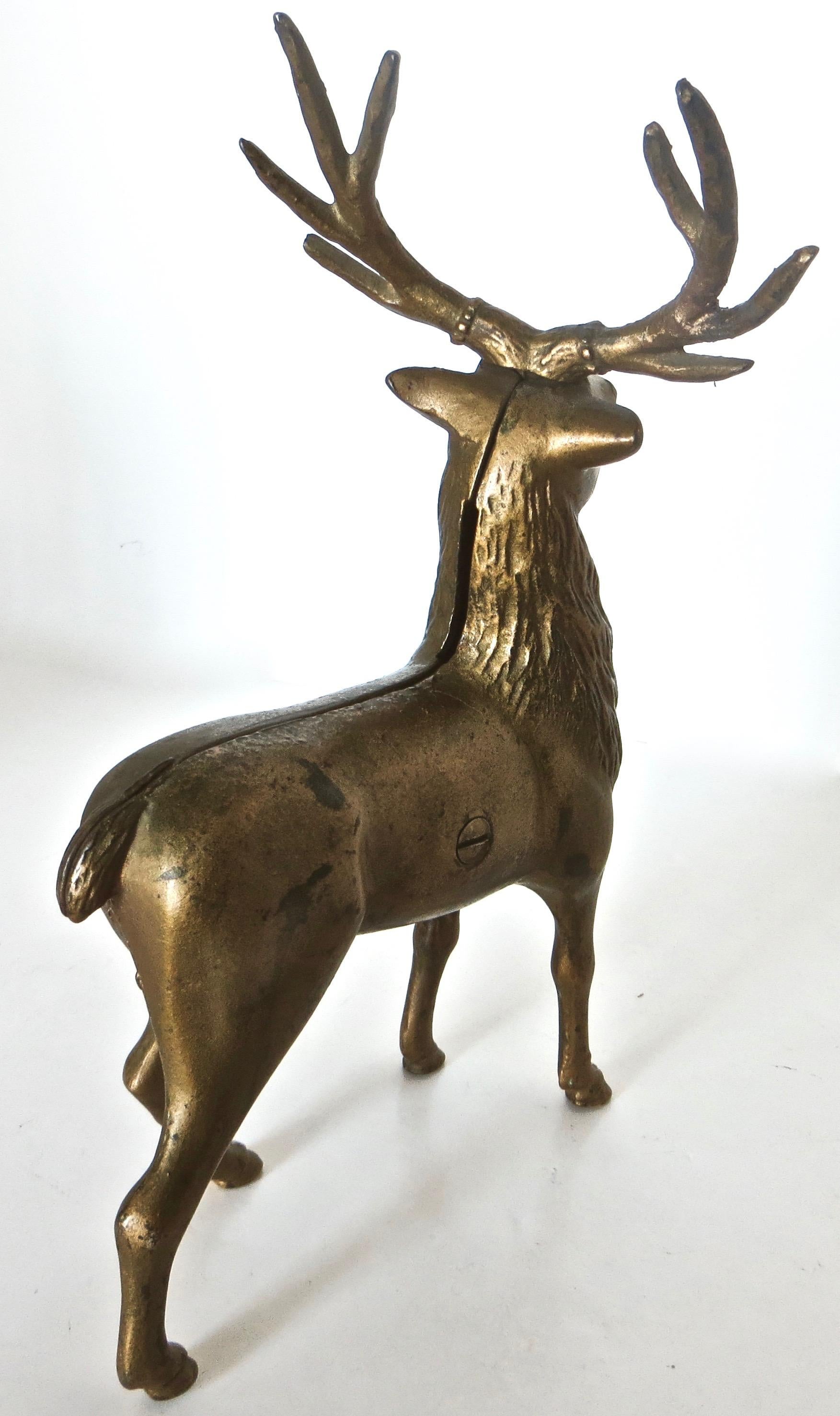 Early 20th Century Pair of Reindeer Antique Still Banks, American, circa 1910 For Sale