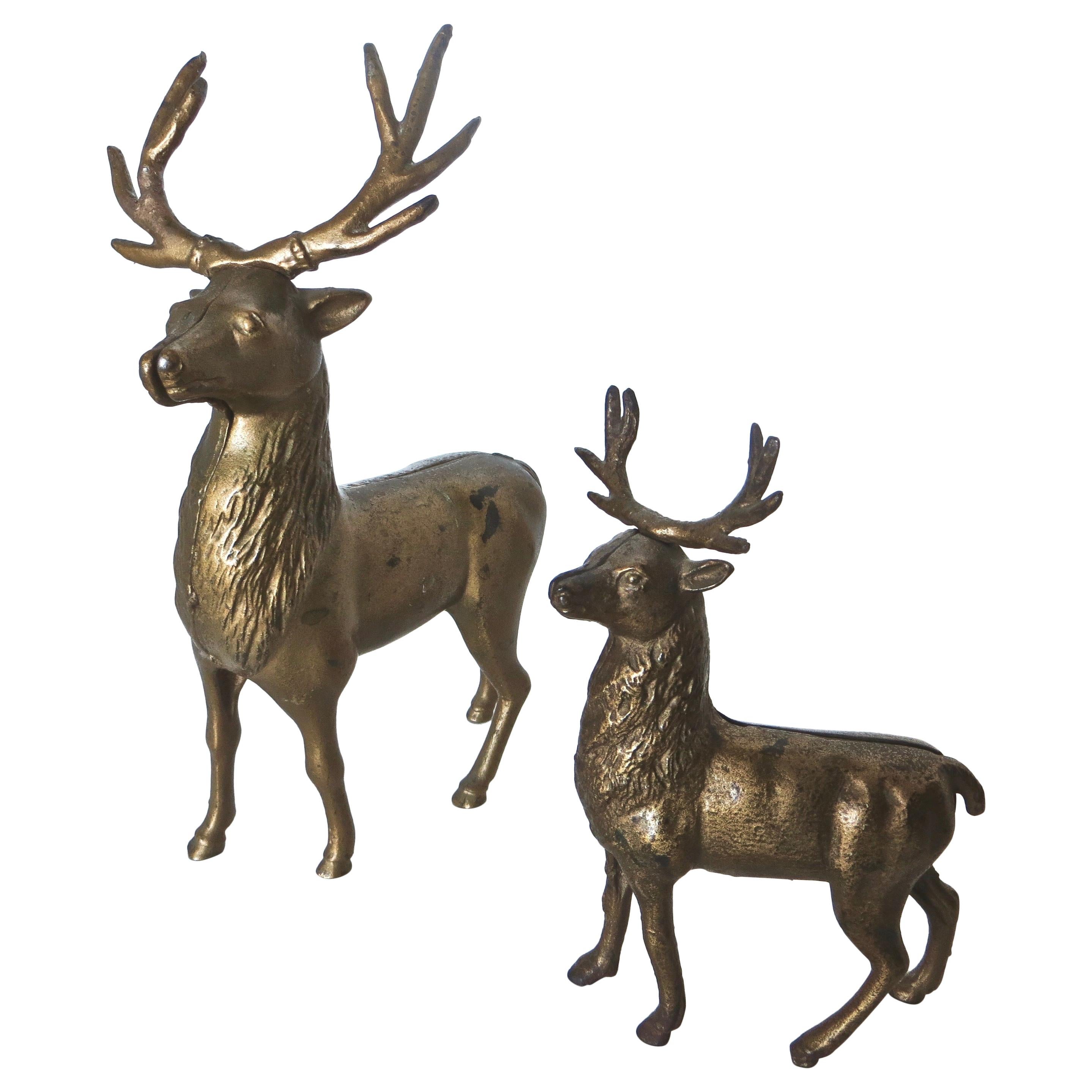 Pair of Reindeer Antique Still Banks, American, circa 1910