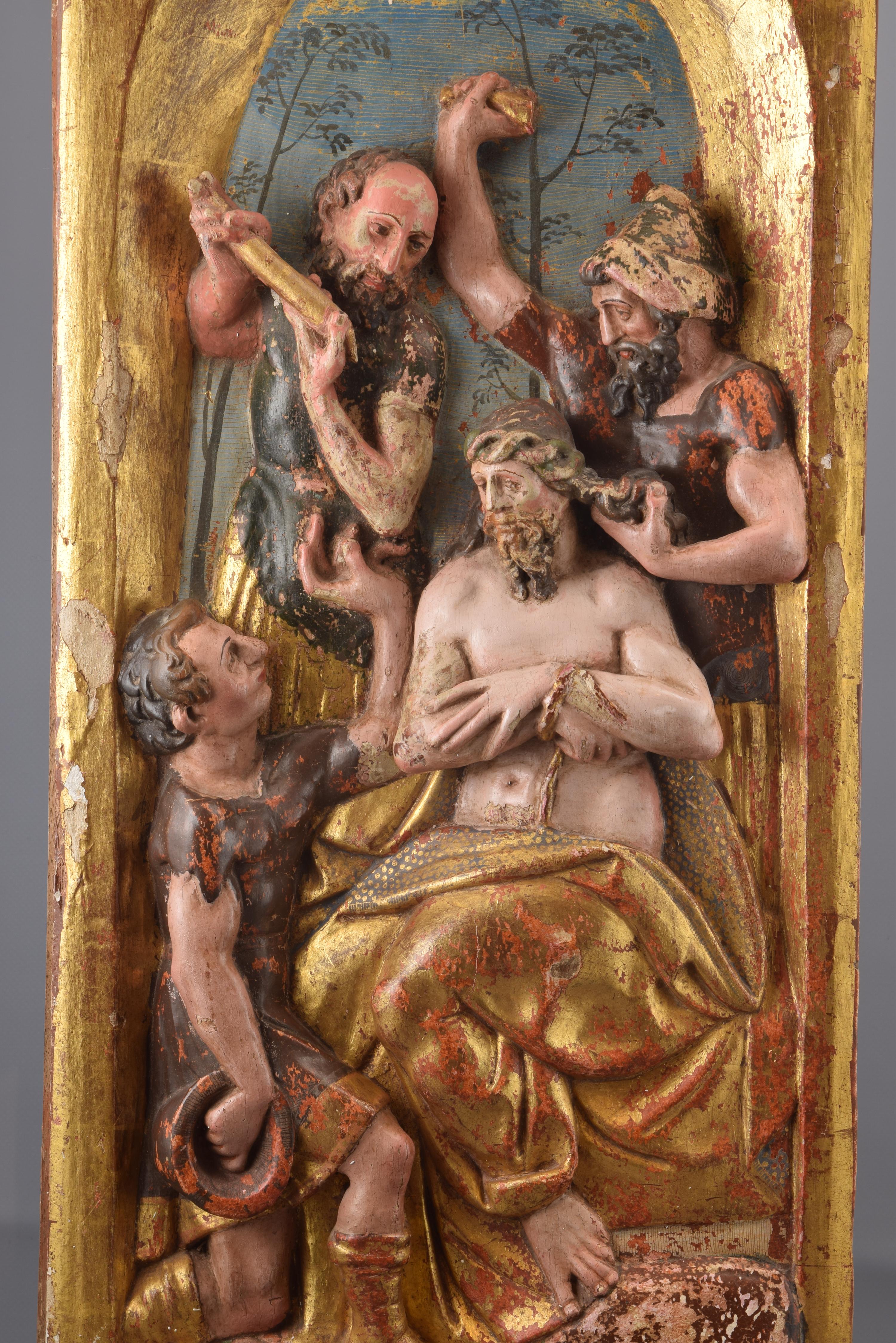 Pair of Reliefs, Carved, Polychrome and Gilt Wood, Castilian School, 16th C For Sale 4