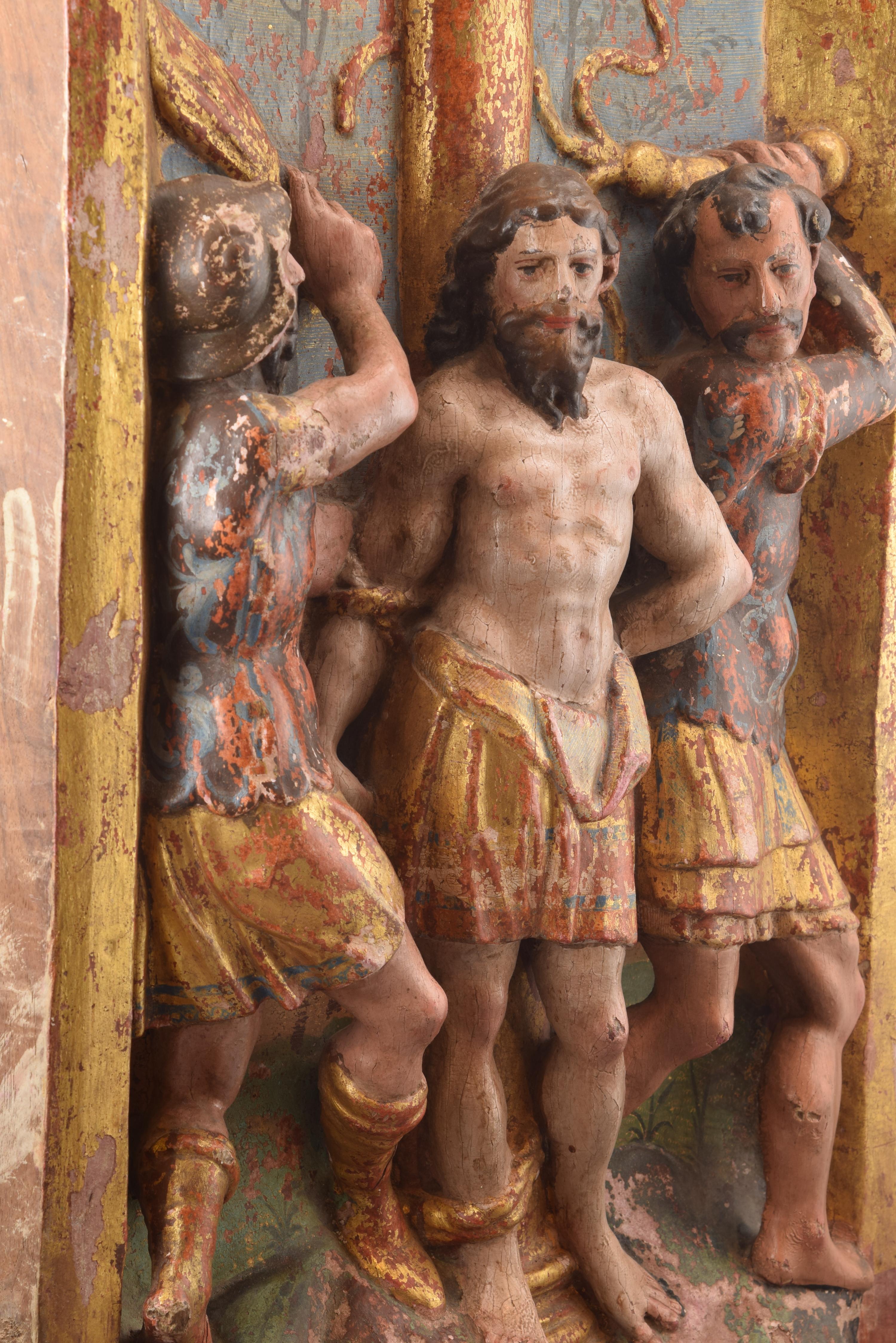 Pair of Reliefs, Carved, Polychrome and Gilt Wood, Castilian School, 16th C For Sale 6