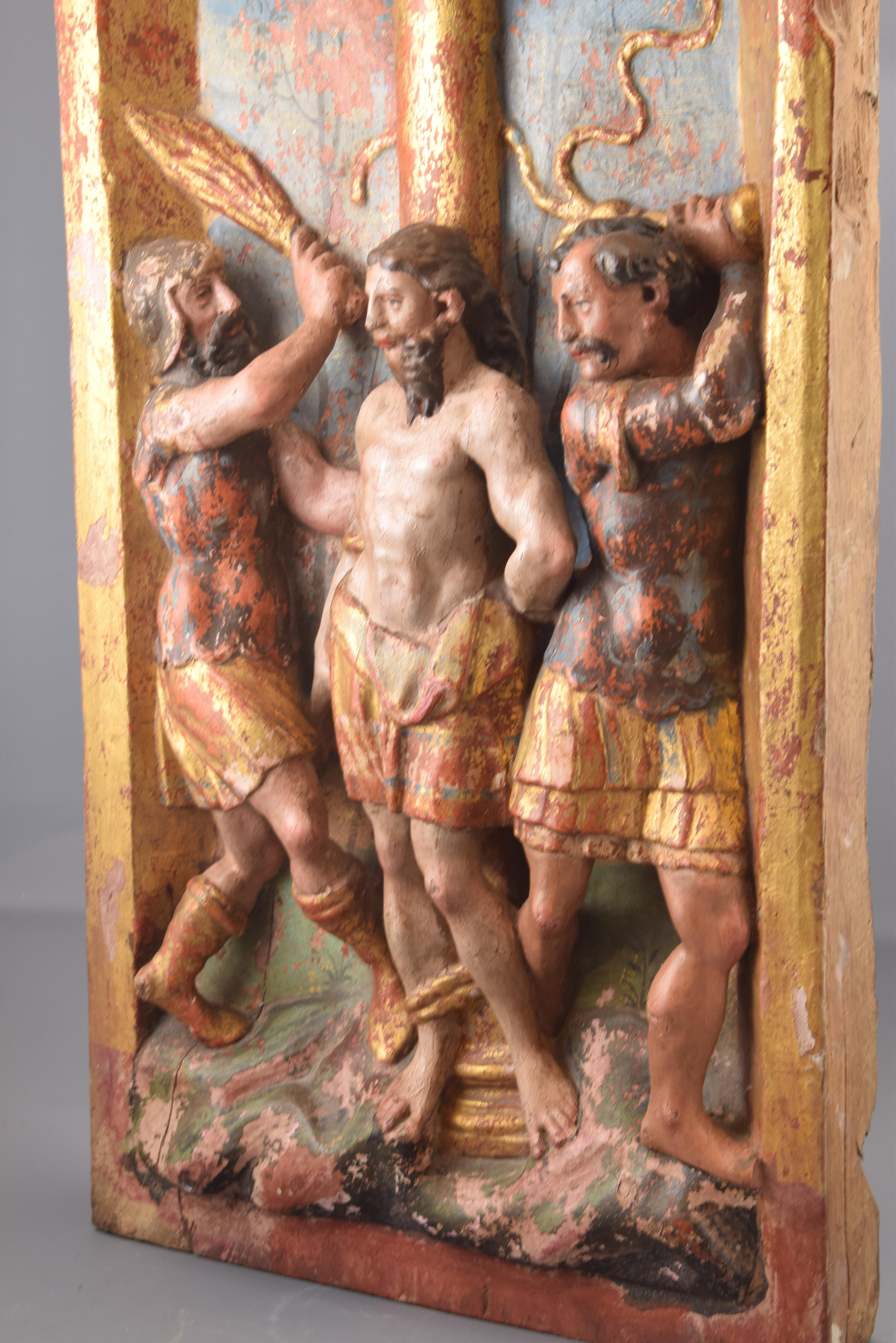 Spanish Pair of Reliefs, Carved, Polychrome and Gilt Wood, Castilian School, 16th C For Sale