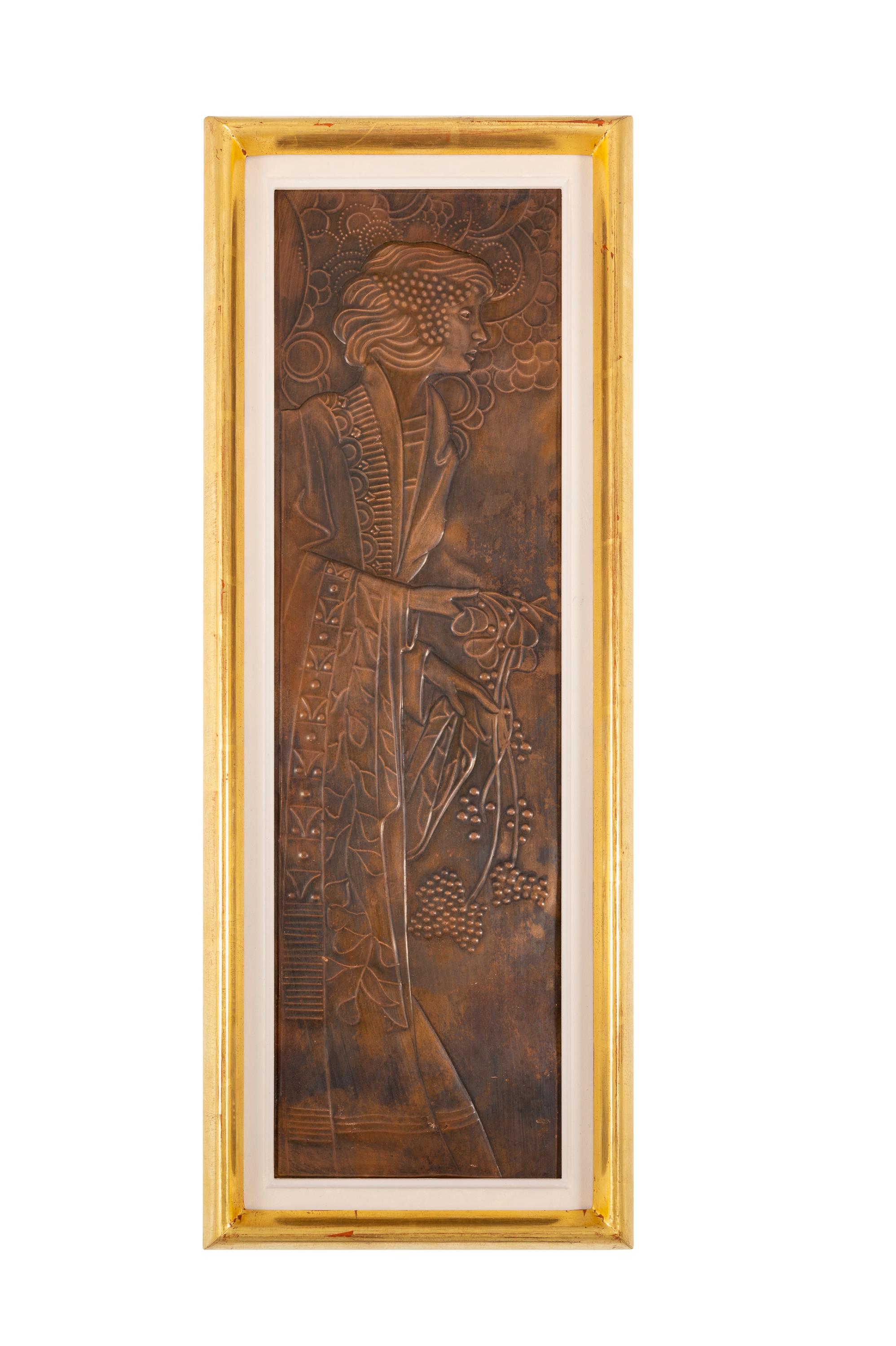 Pair of Reliefs, Dionysus and Demeter, Georg Klimt (1867 - 1931), patinated copper, ca. 1900

Georg Klimt's excellent craftsmanship in metal sculpting was acknowledged and valued by his contemporaries, first and foremost by his older brother Gustav
