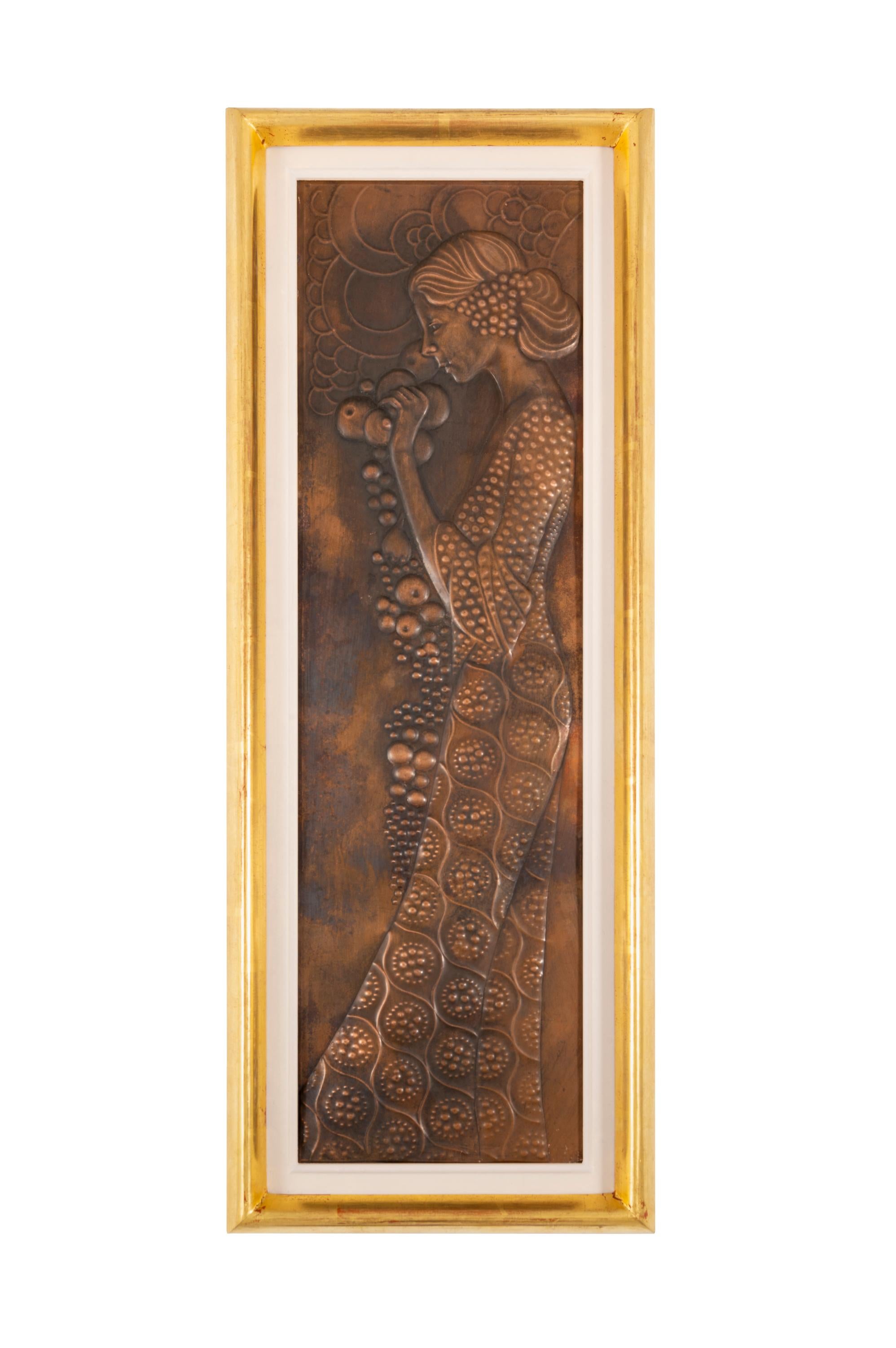 Pair of Reliefs Dionysus and Demeter Georg Klimt ca. 1900 Patinated Copper In Good Condition In Klosterneuburg, AT