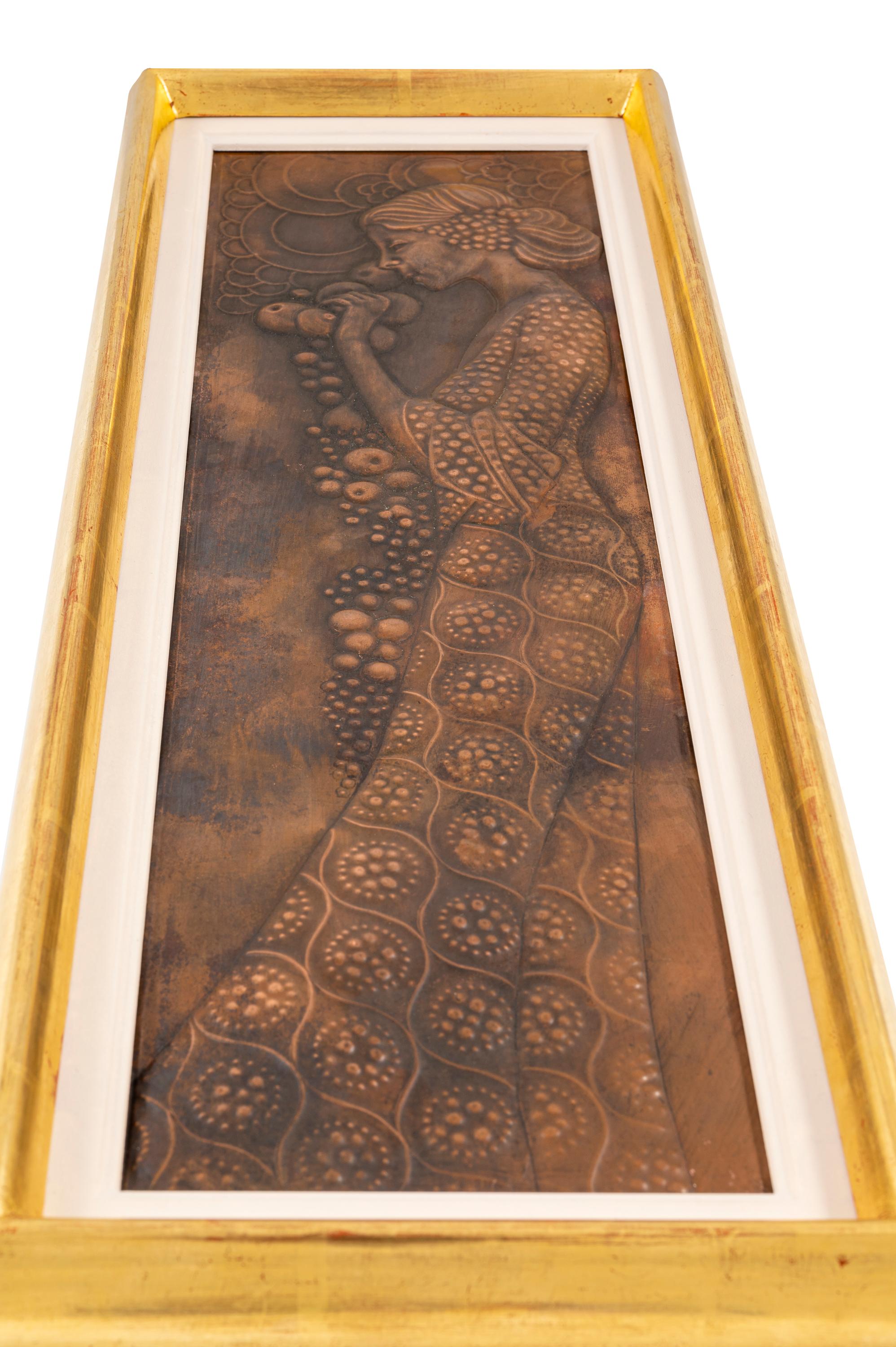 Early 20th Century Pair of Reliefs Dionysus and Demeter Georg Klimt ca. 1900 Patinated Copper